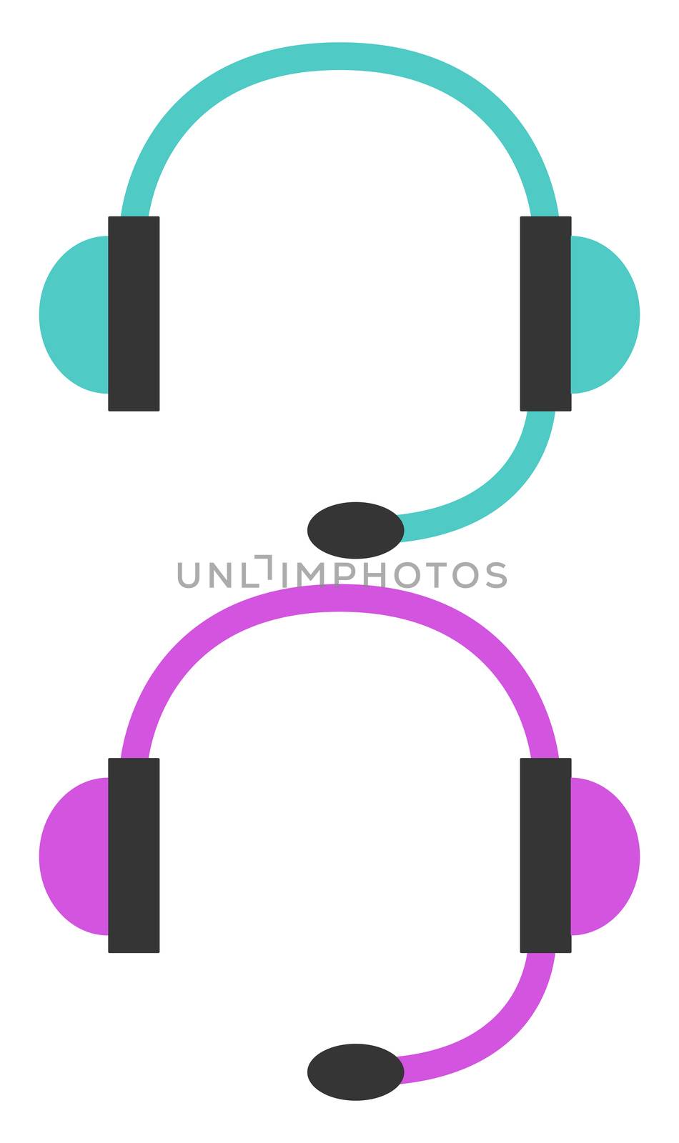 Headphones, illustration, vector on white background by Morphart