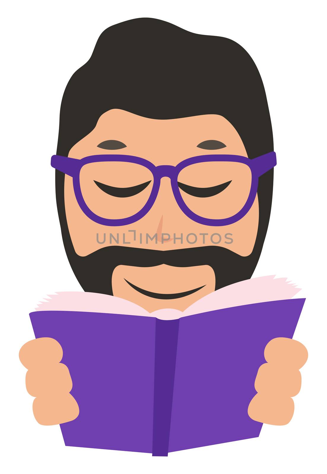 Man reading book, illustration, vector on white background