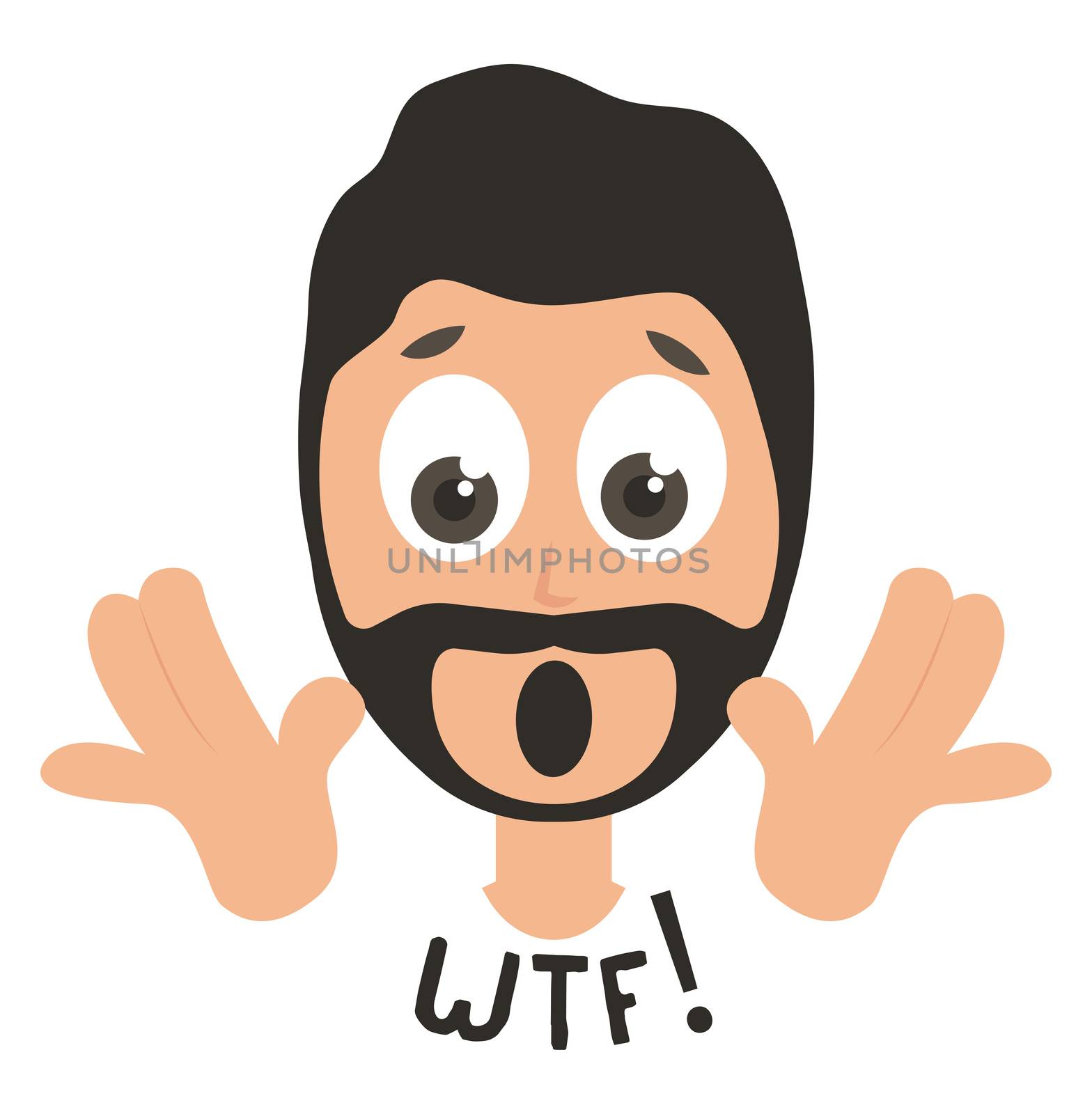 Shocked man emoji, illustration, vector on white background by Morphart