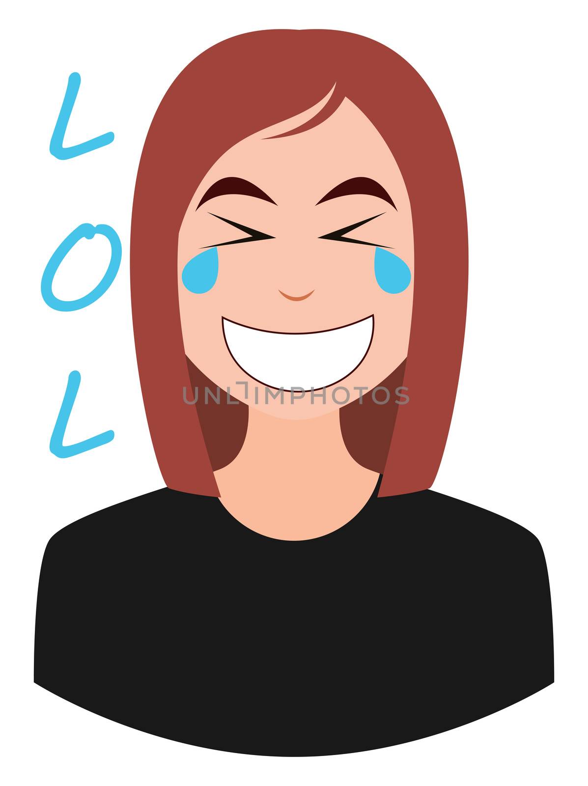 Girl laughing out loud, illustration, vector on white background by Morphart