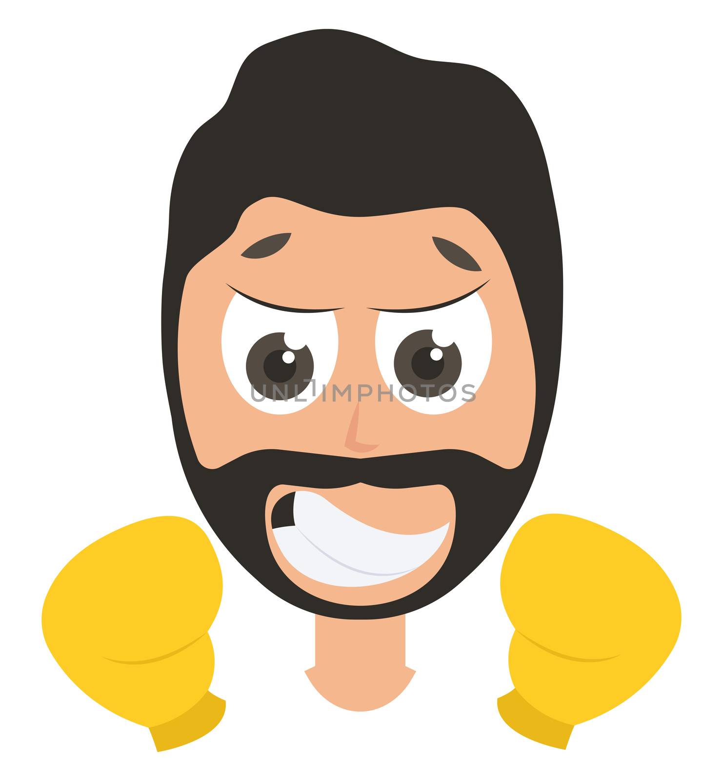Man with boxing gloves, illustration, vector on white background