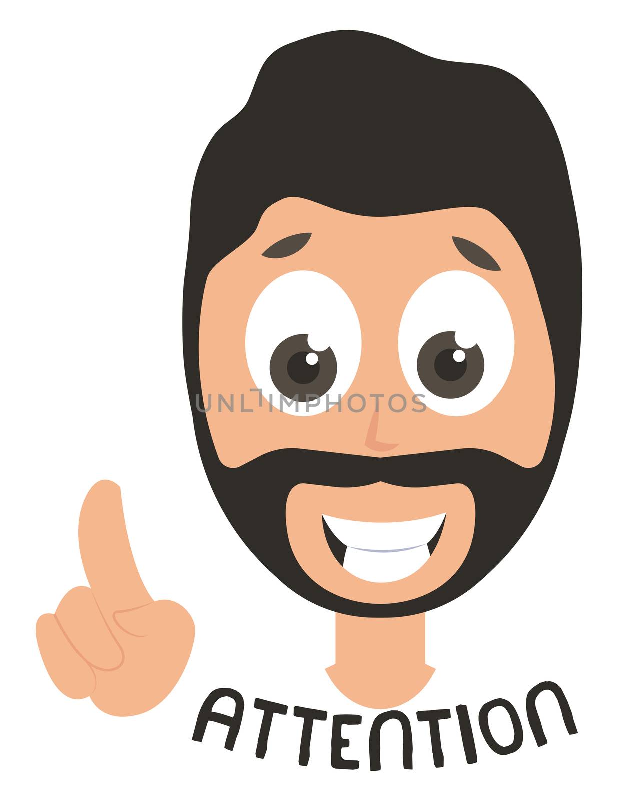 Man gives attention, illustration, vector on white background