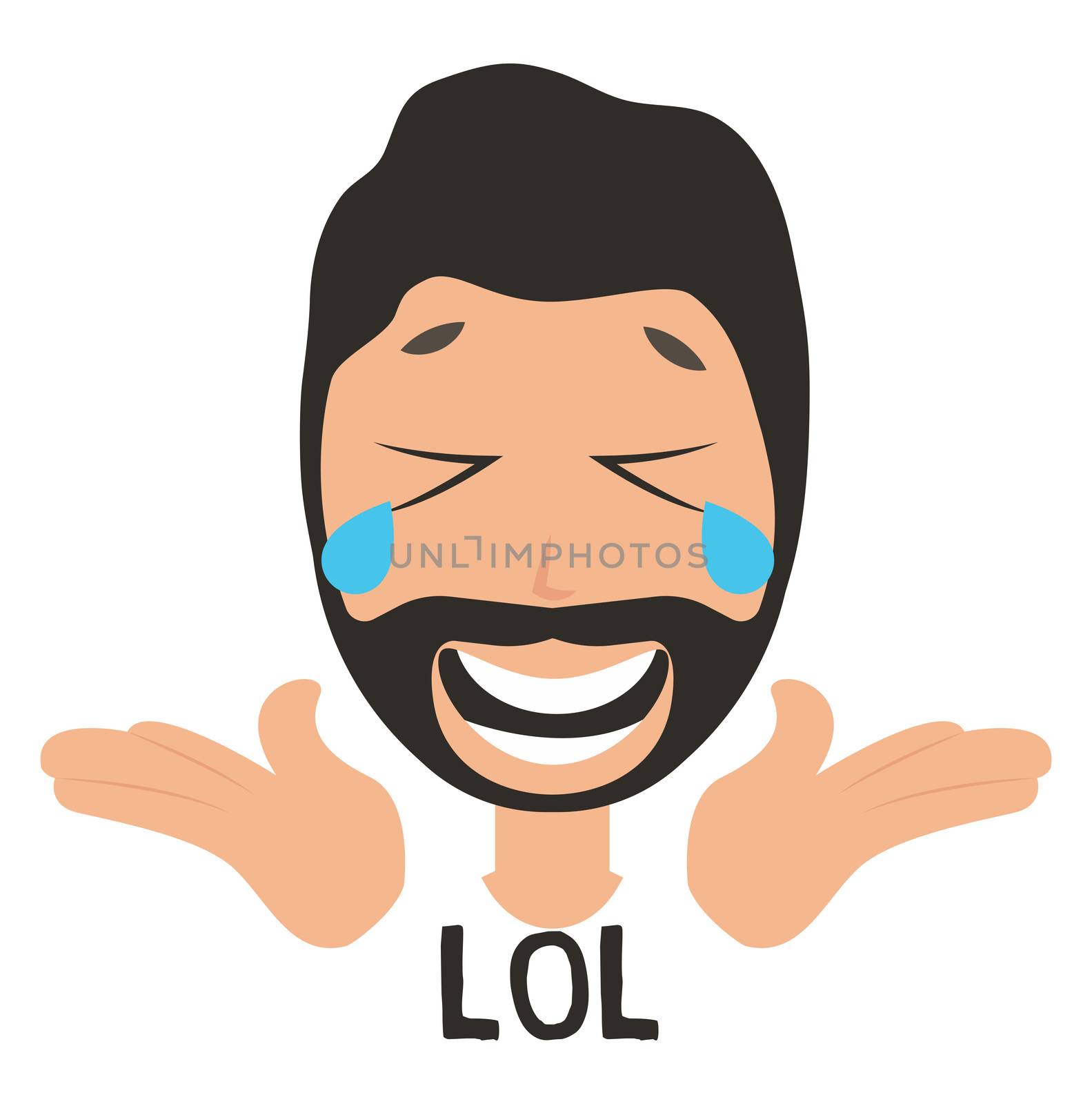 Man laughing out loud, illustration, vector on white background