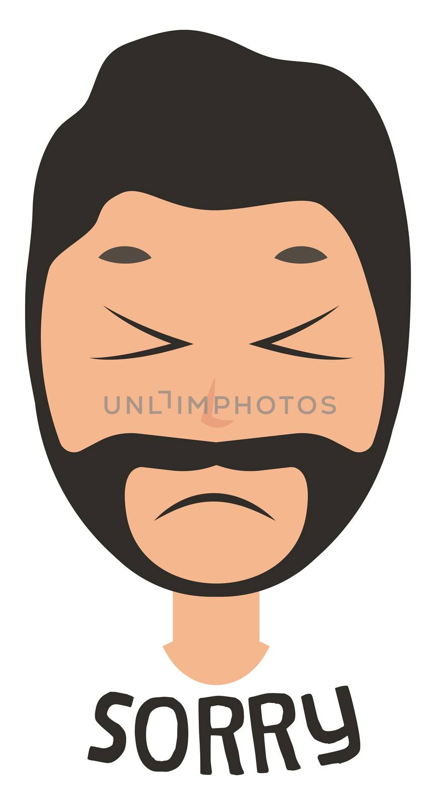 Man saying sorry, illustration, vector on white background by Morphart