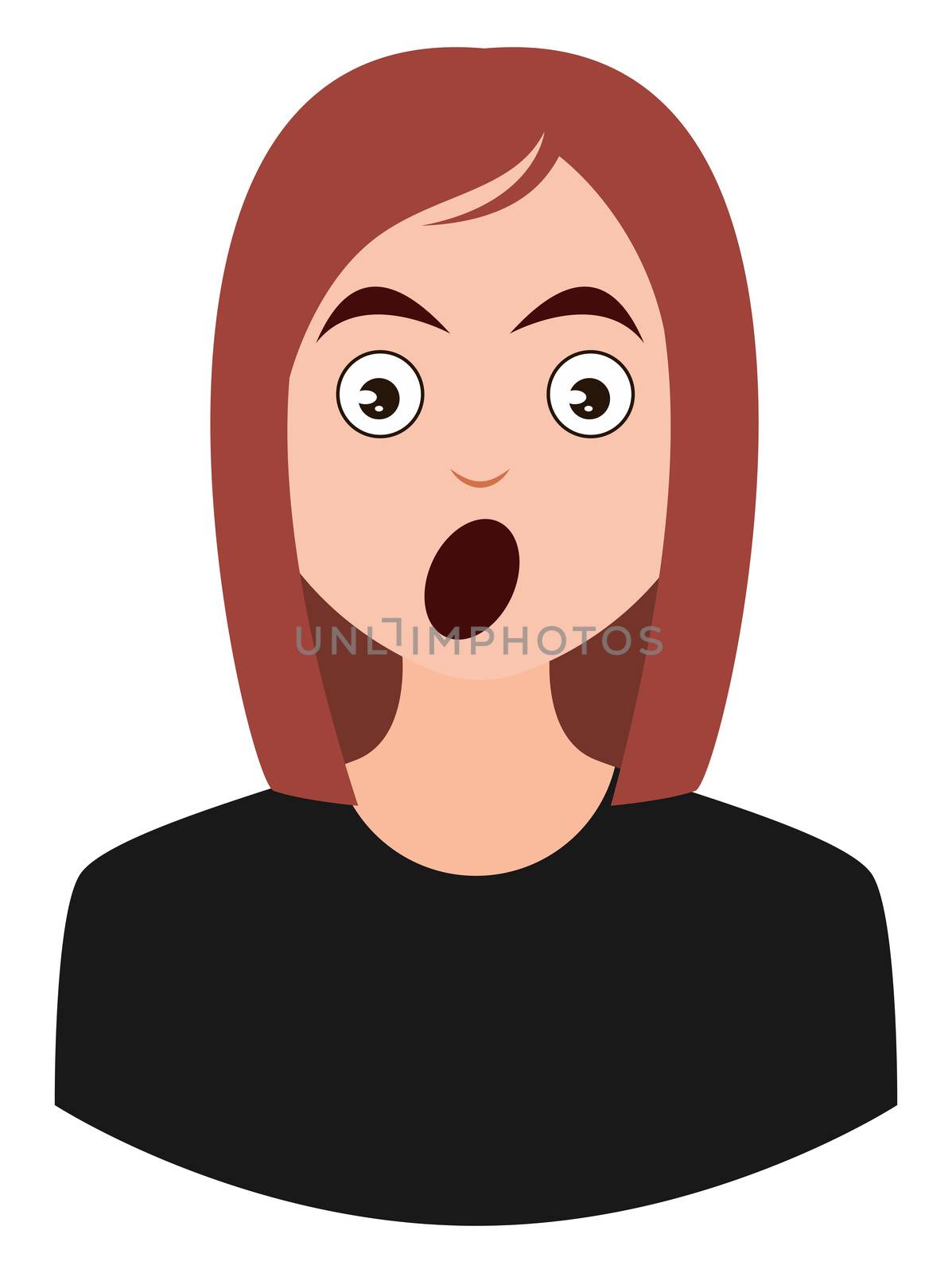 Shocked girl emoji, illustration, vector on white background by Morphart