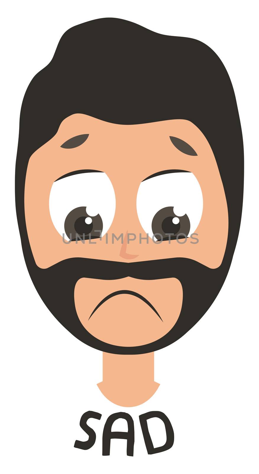 Sad man emoji, illustration, vector on white background by Morphart