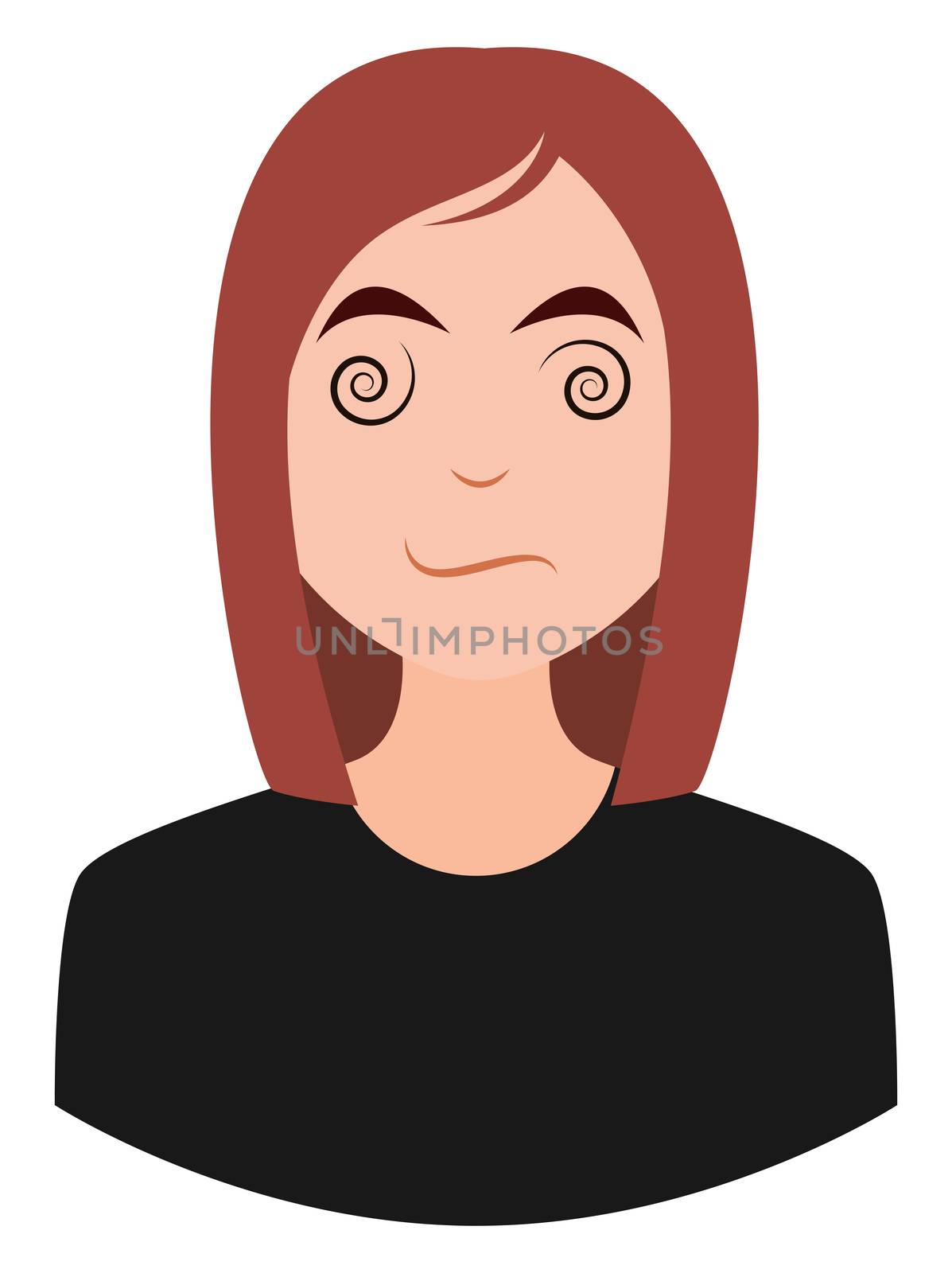 Dizzy girl emoji, illustration, vector on white background