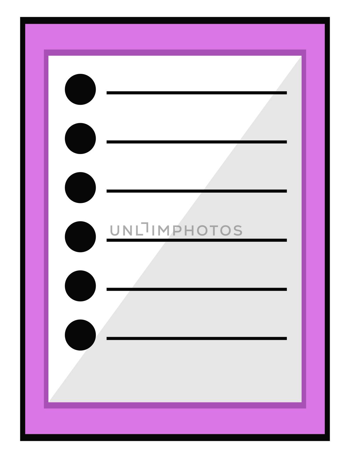 Purple notepad, illustration, vector on white background