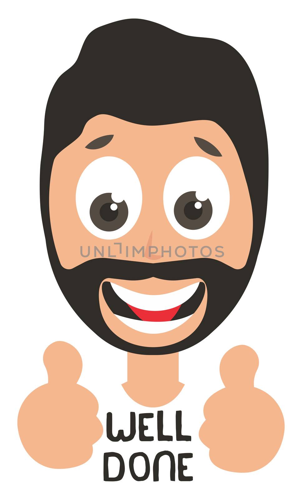 Man well done emoji, illustration, vector on white background by Morphart