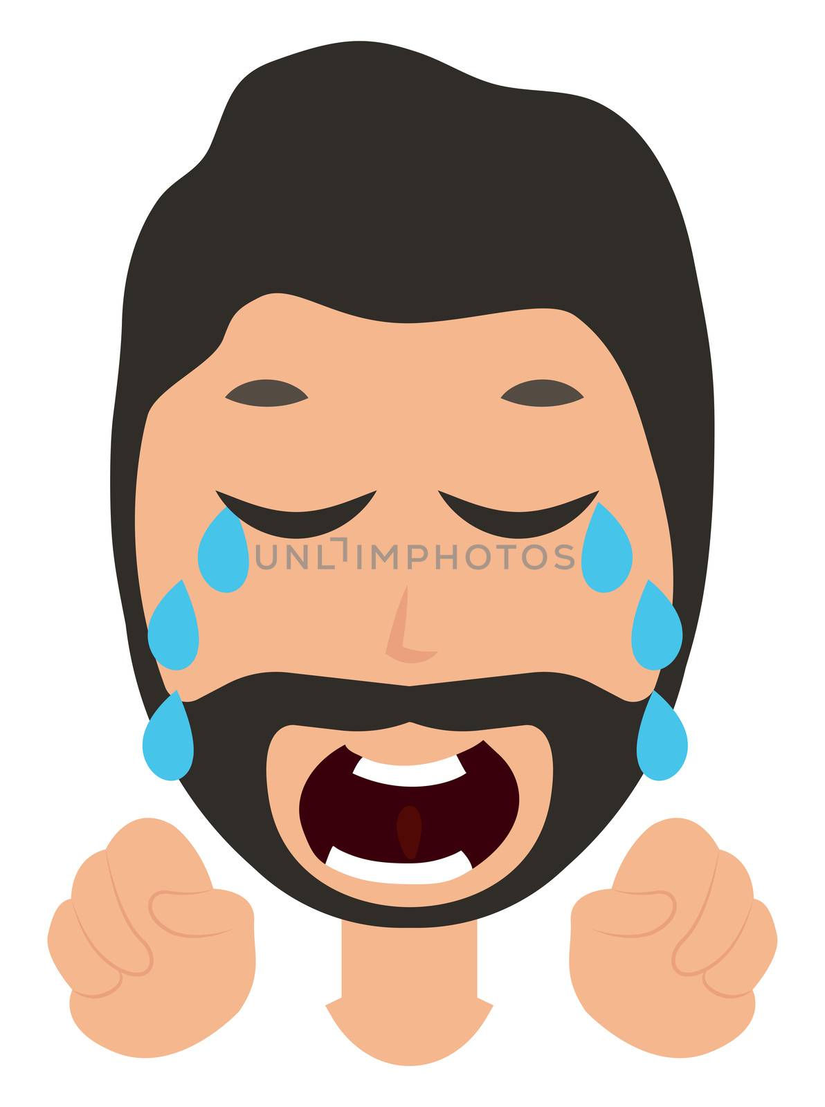 Crying man, illustration, vector on white background by Morphart