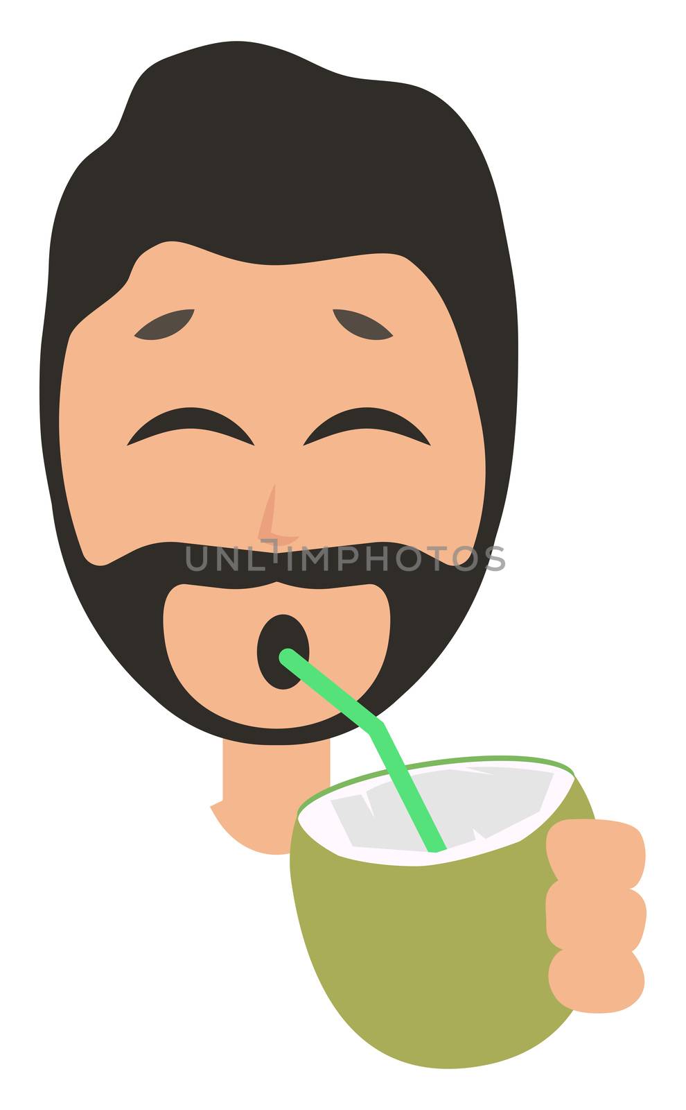 Man drinking cocktail, illustration, vector on white background by Morphart