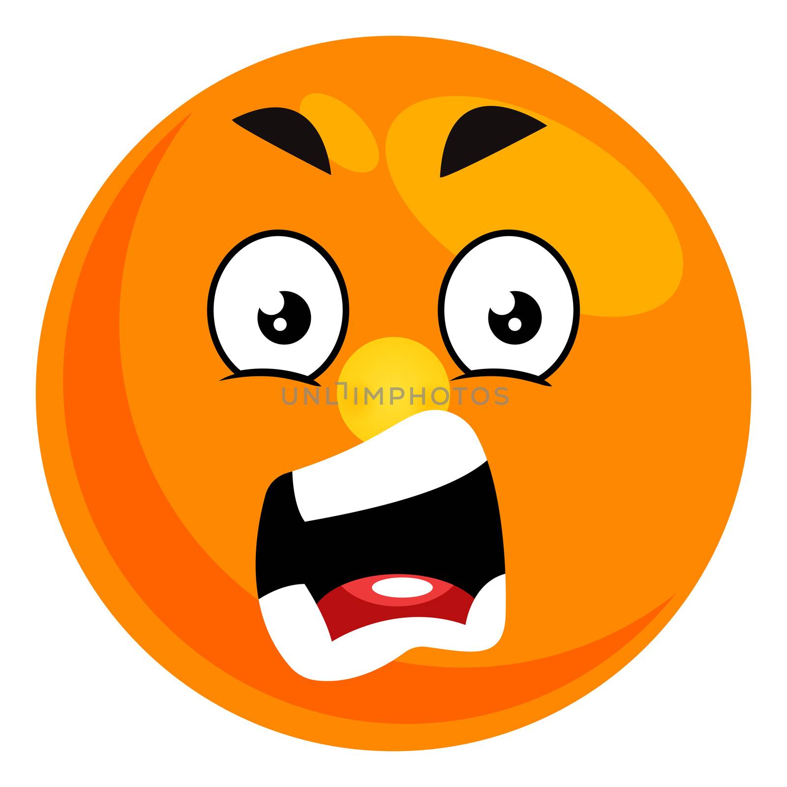 Yelling smiley, illustration, vector on white background by Morphart