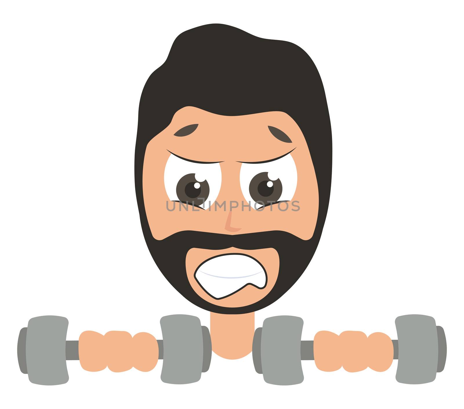 Man lifting weights, illustration, vector on white background