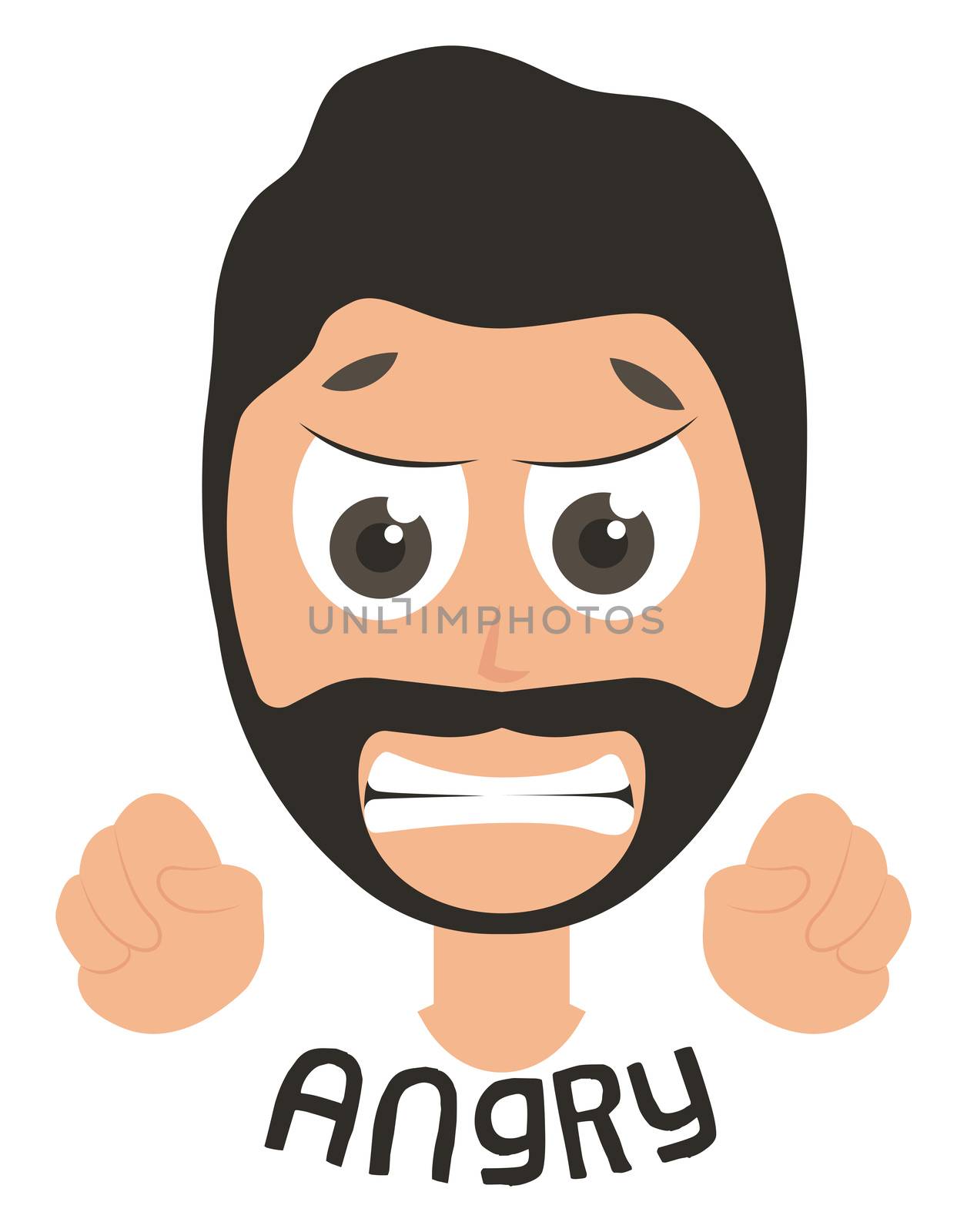 Angry man emoji, illustration, vector on white background by Morphart