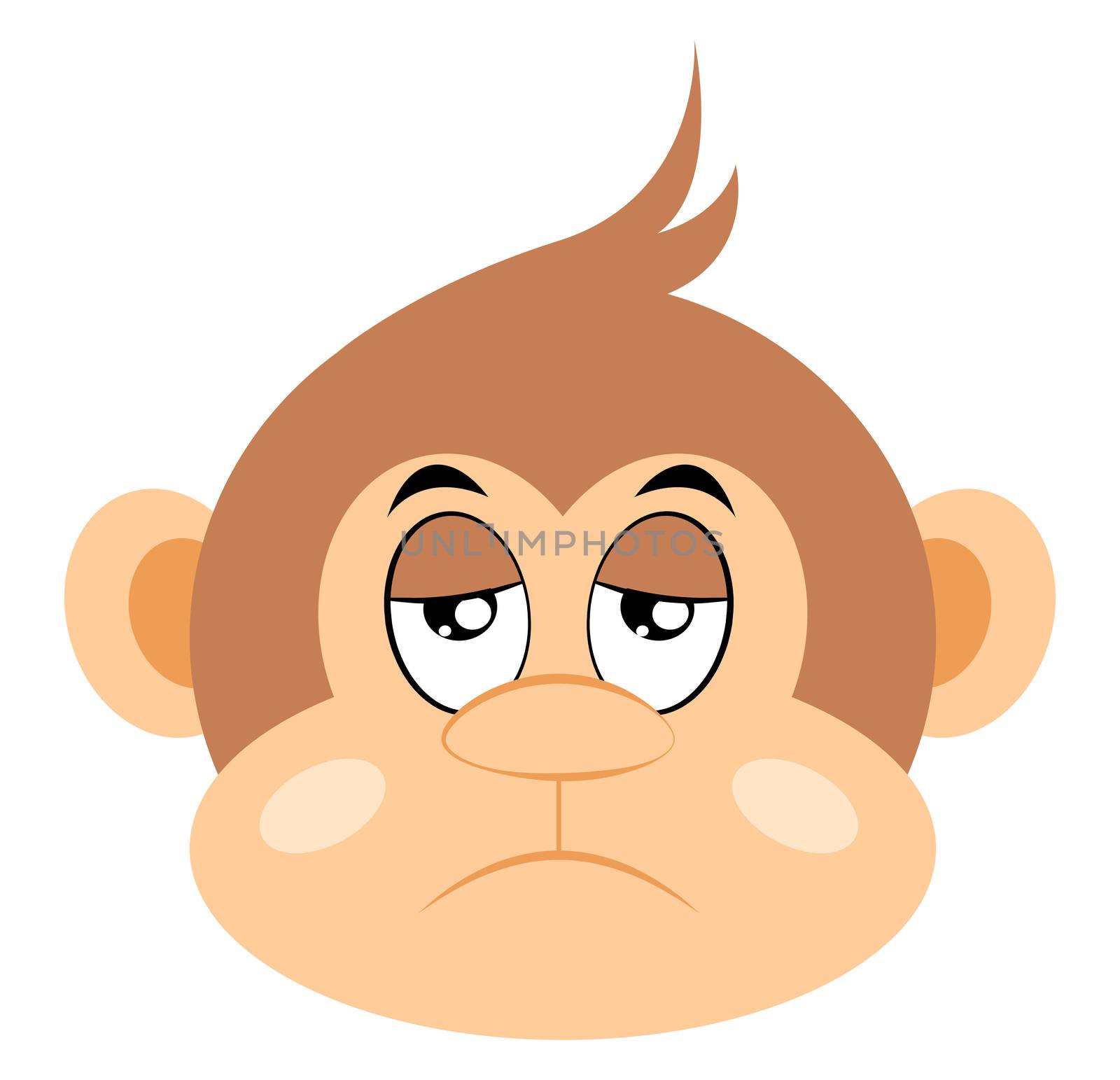 Bored monkey, illustration, vector on white background