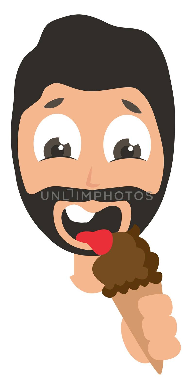 Man licking ice cream, illustration, vector on white background by Morphart