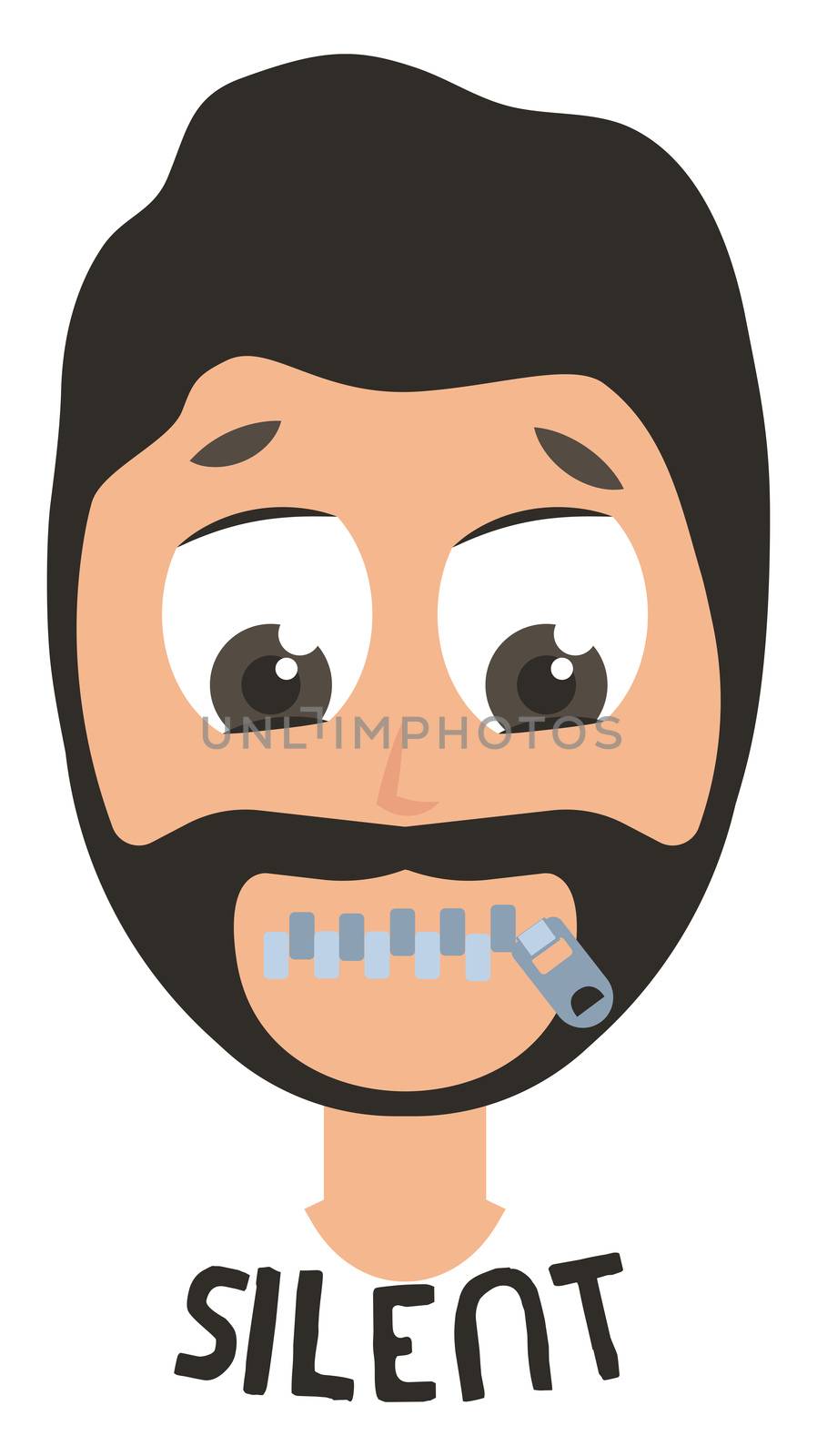 Silent man emoji, illustration, vector on white background by Morphart