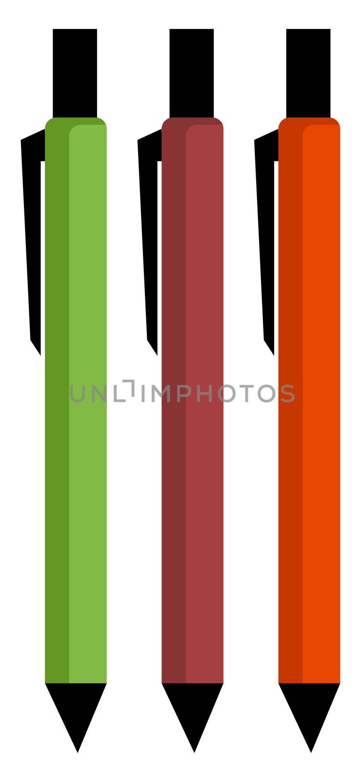 Pens, illustration, vector on white background by Morphart