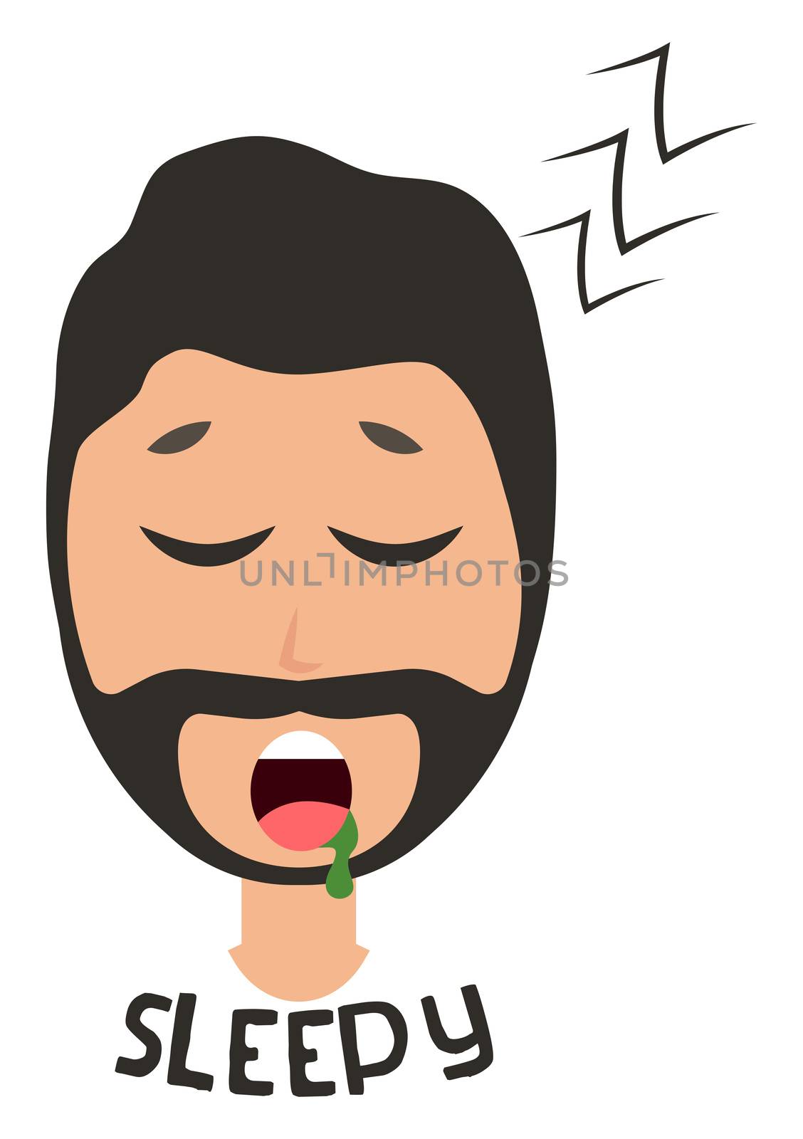 Sleepy man emoji, illustration, vector on white background by Morphart