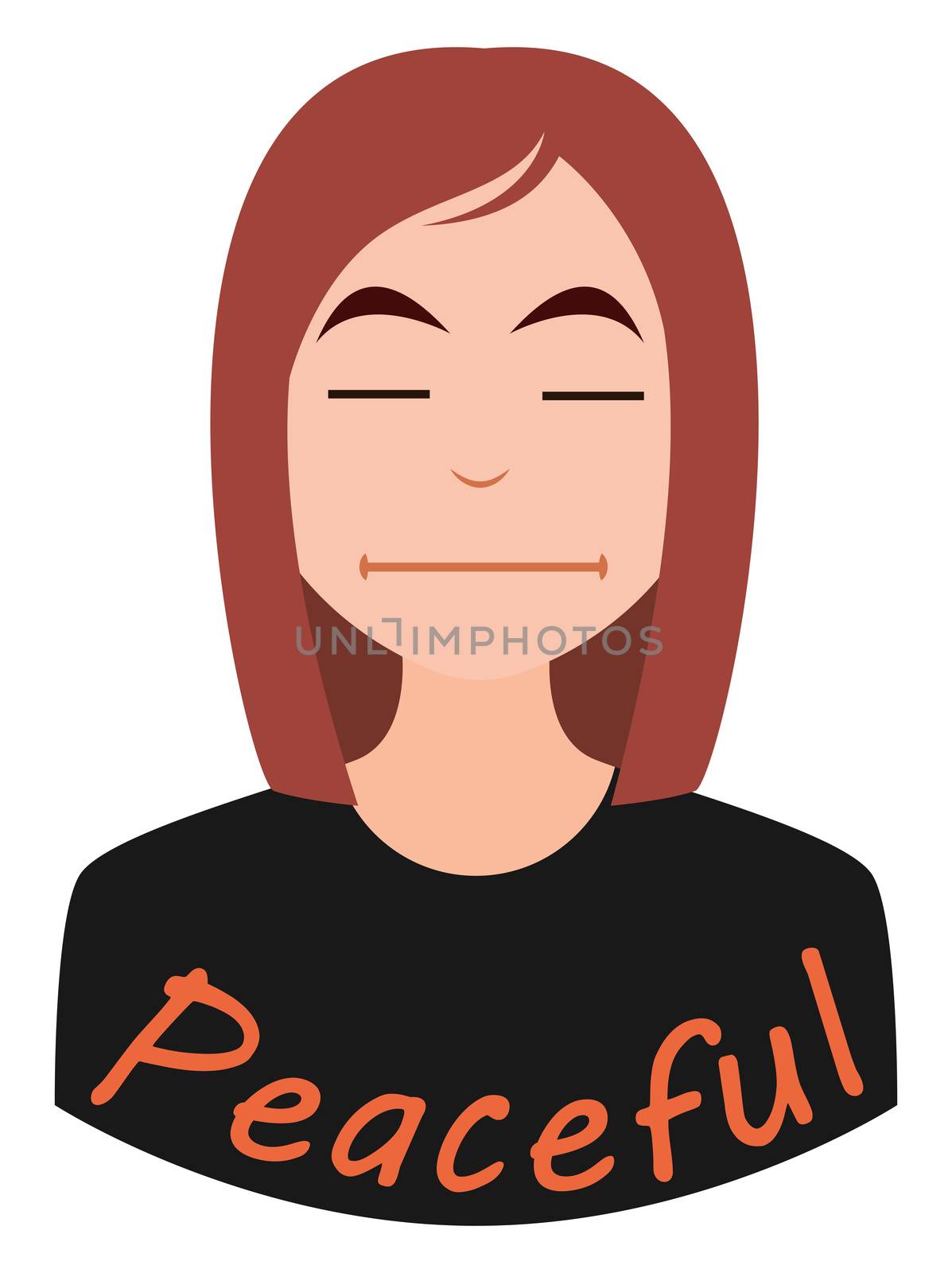 Peaceful girl emoji, illustration, vector on white background by Morphart