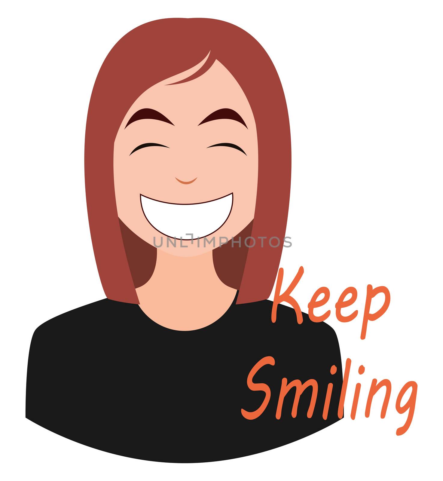Smiling girl emoji, illustration, vector on white background by Morphart