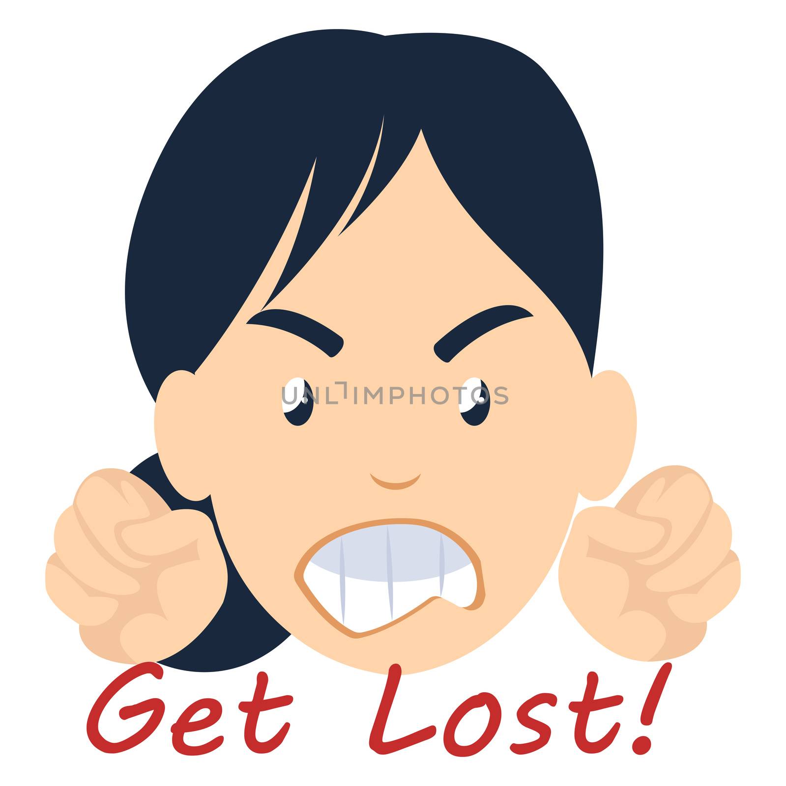 Girl is angry, illustration, vector on white background