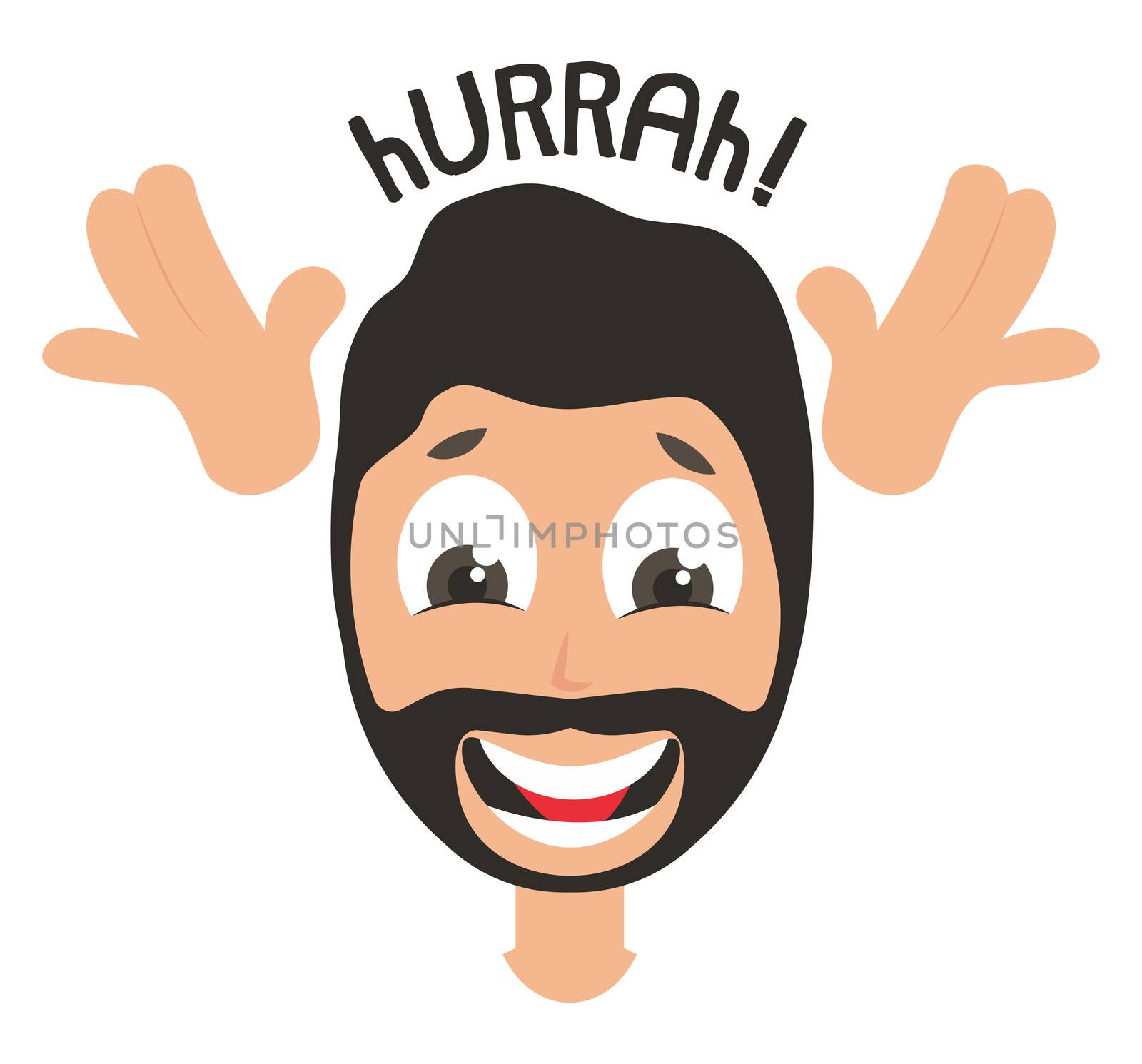 Happy man emoji, illustration, vector on white background by Morphart