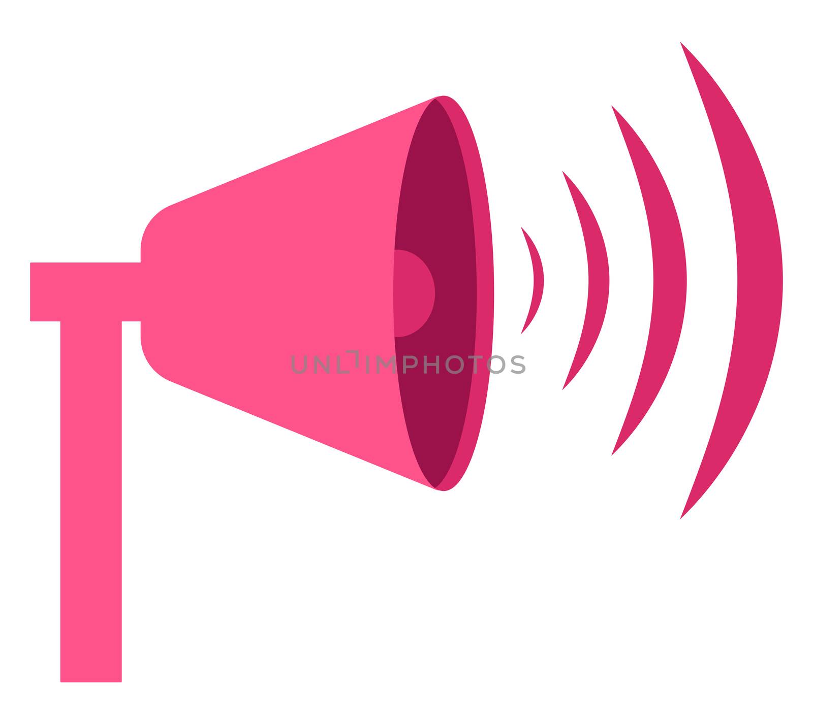 Pink megaphone, illustration, vector on white background