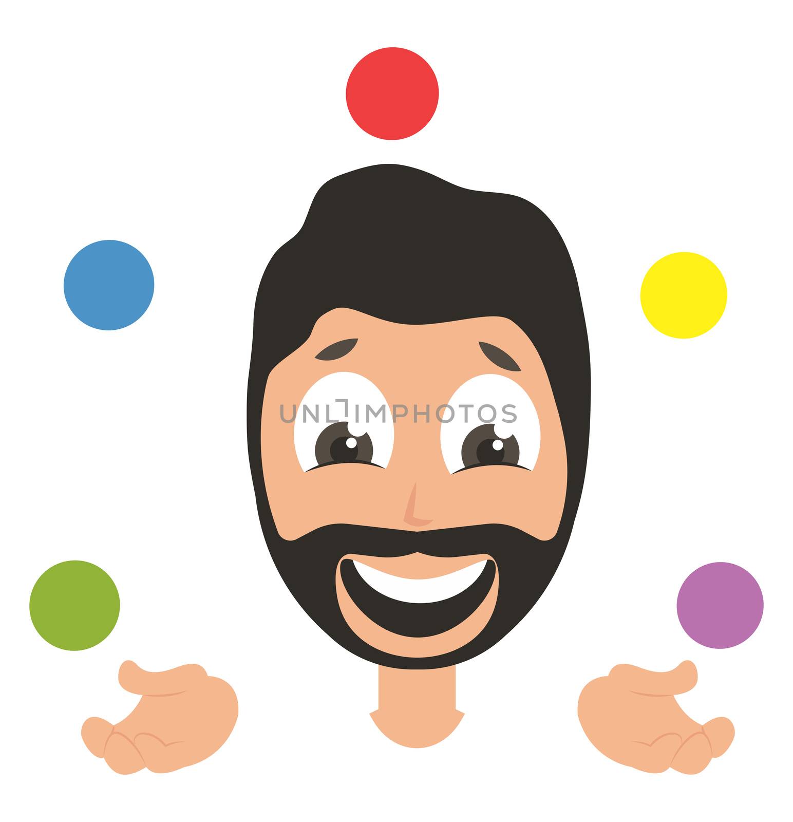 Man juggling, illustration, vector on white background by Morphart