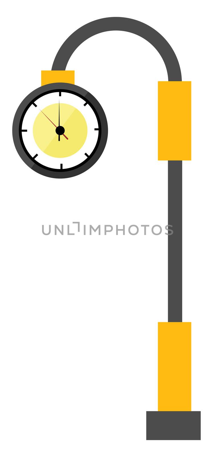 Street clock, illustration, vector on white background