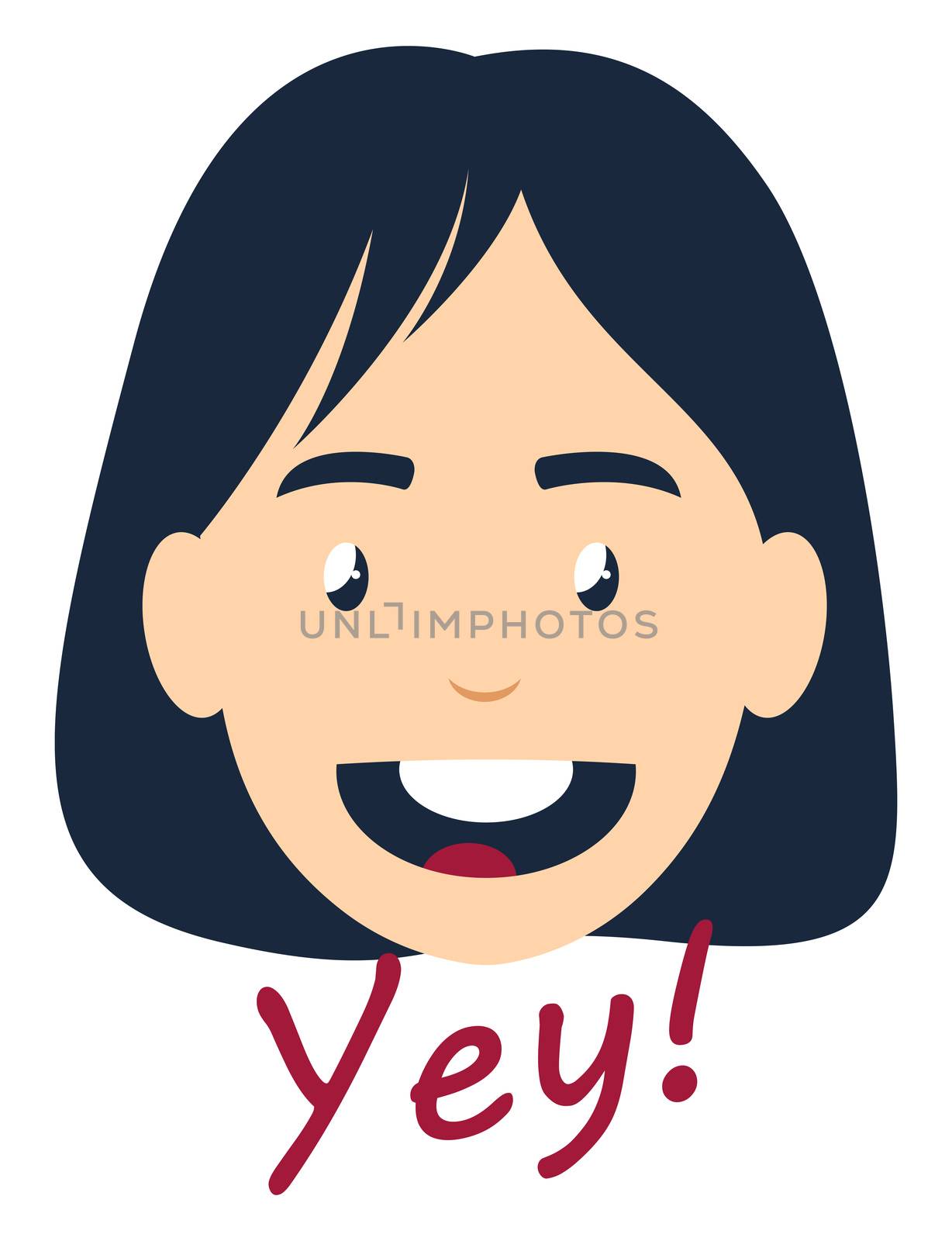 Girl saying yes, illustration, vector on white background by Morphart