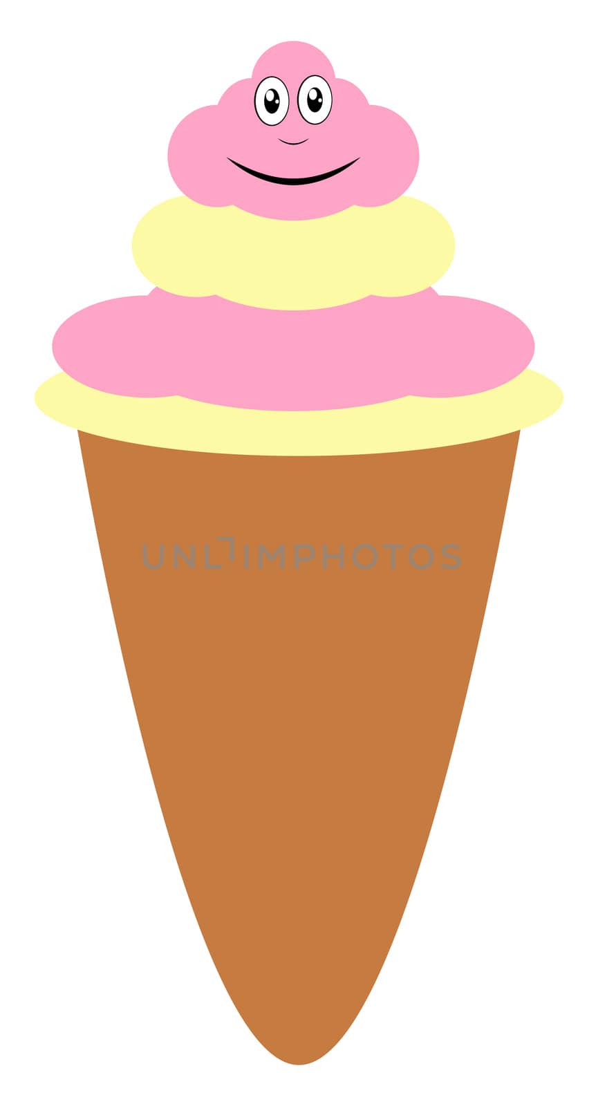 Ice cream in cornet, illustration, vector on white background