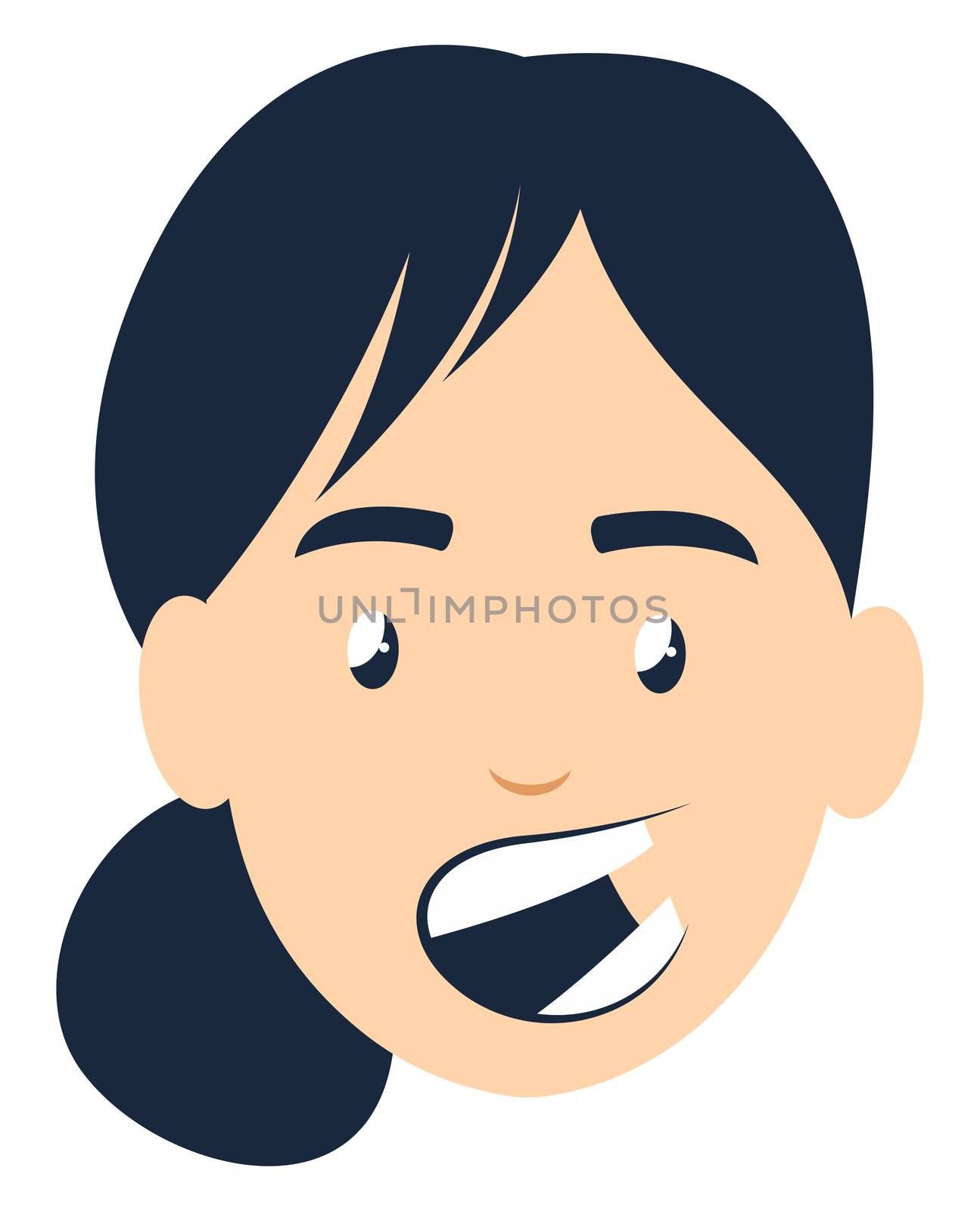 Girl talking emoji, illustration, vector on white background by Morphart