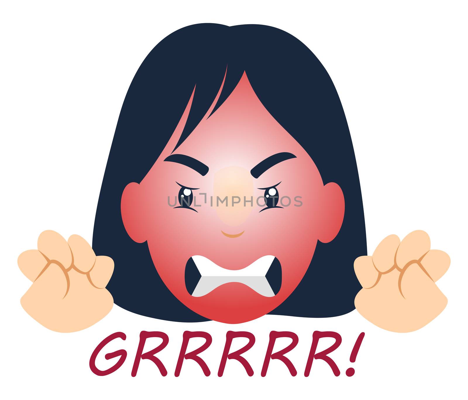Angry girl, illustration, vector on white background by Morphart