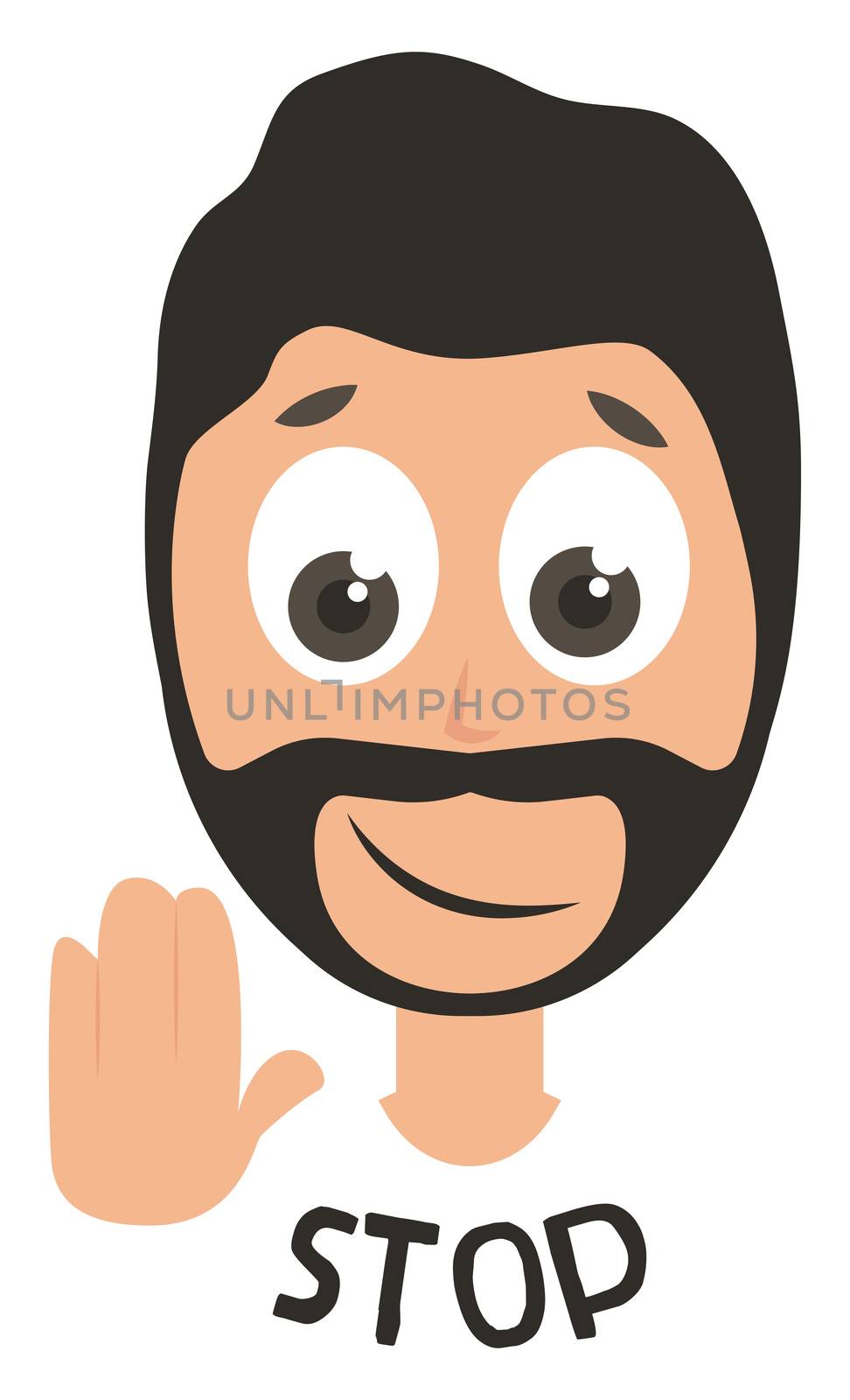 Man saying stop, illustration, vector on white background by Morphart