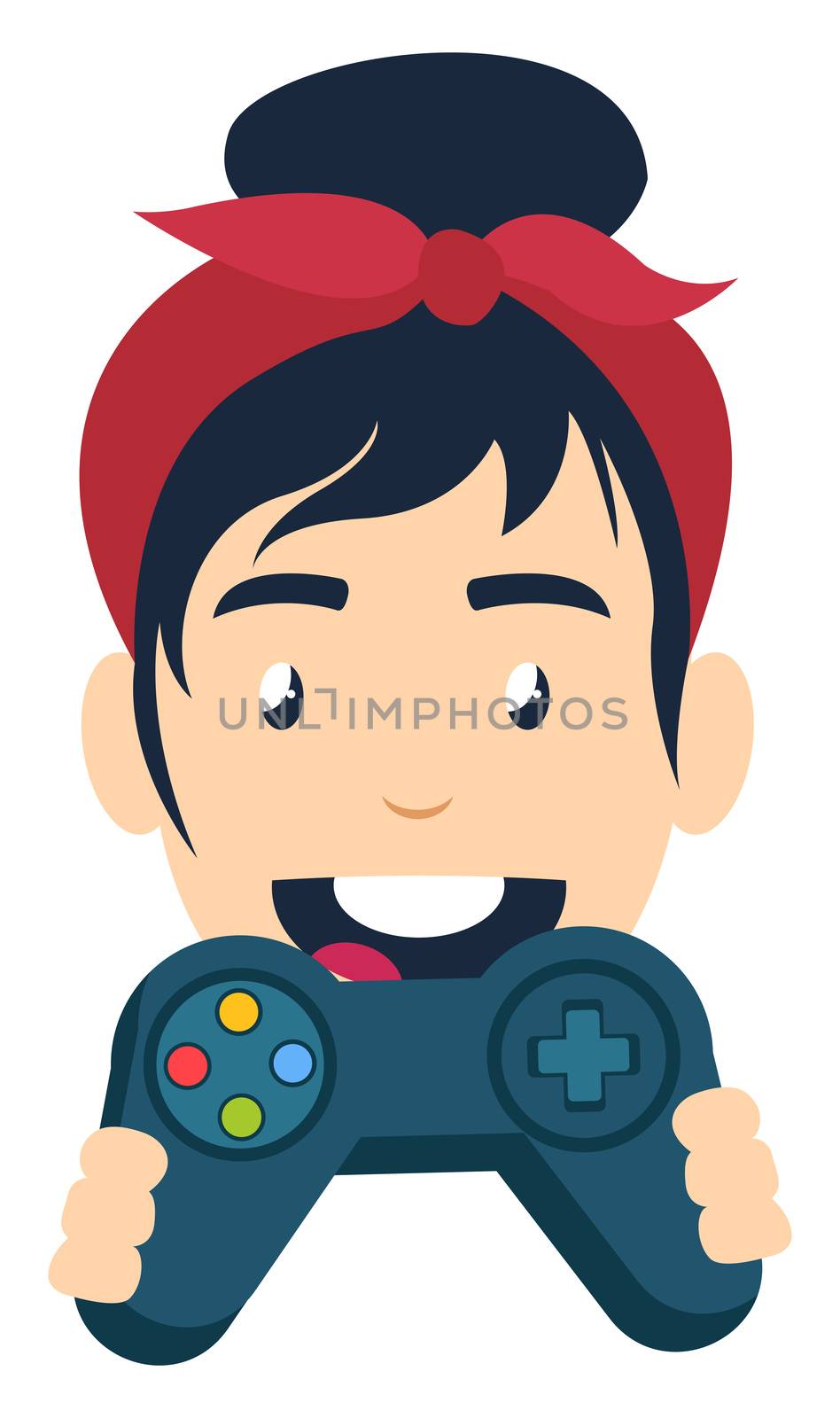 Girl with gamepad, illustration, vector on white background