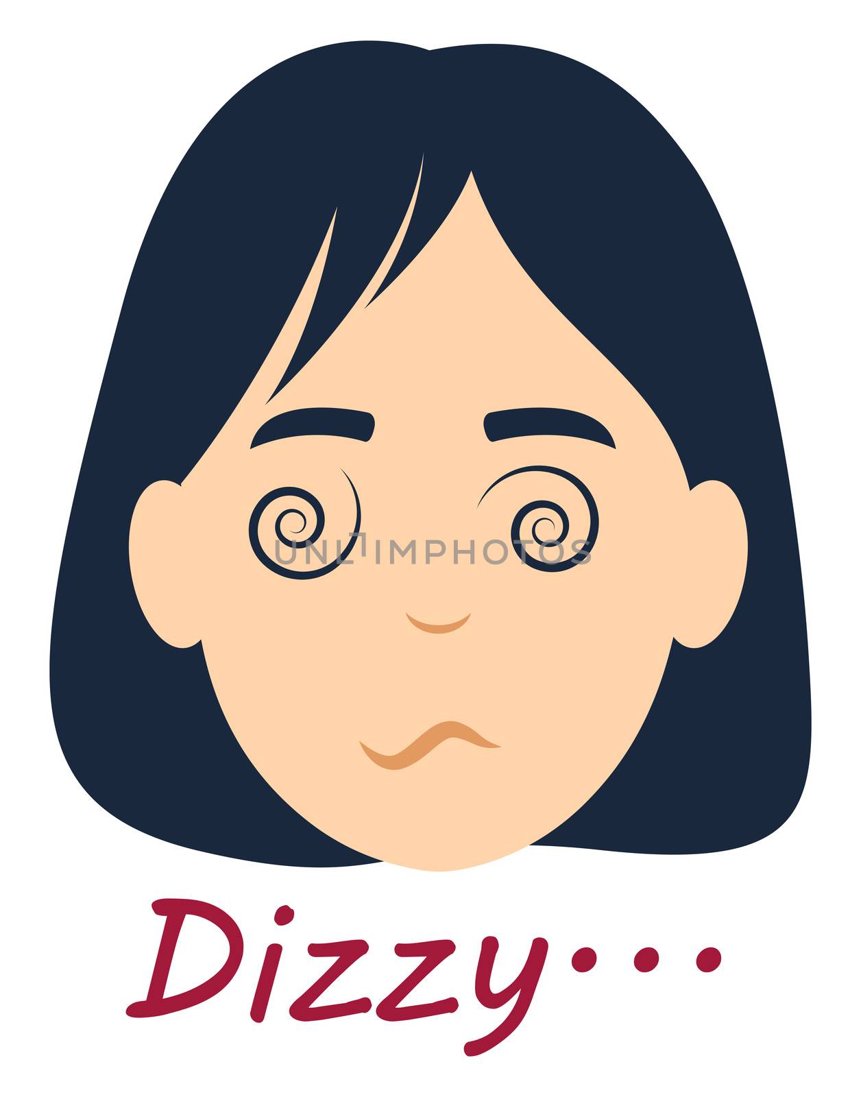 Dizzy girl, illustration, vector on white background
