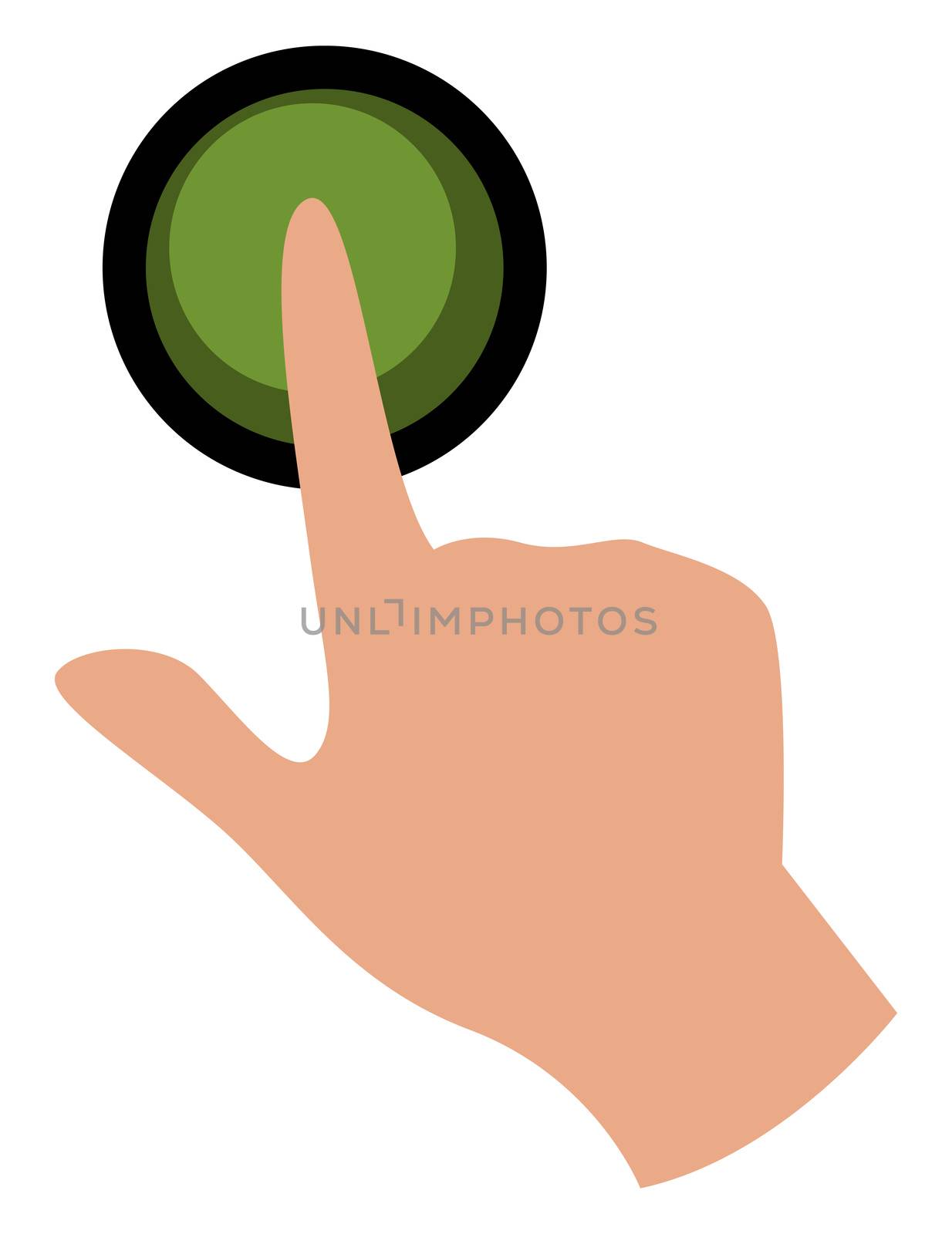 Green button, illustration, vector on white background by Morphart