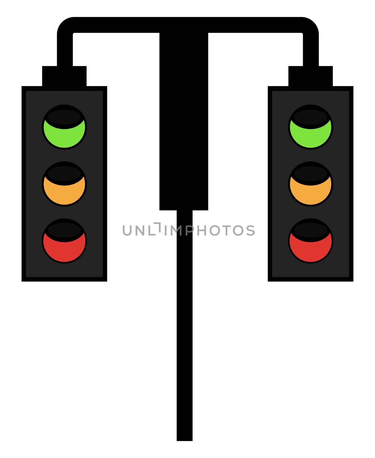 Hanging traffic light, illustration, vector on white background by Morphart