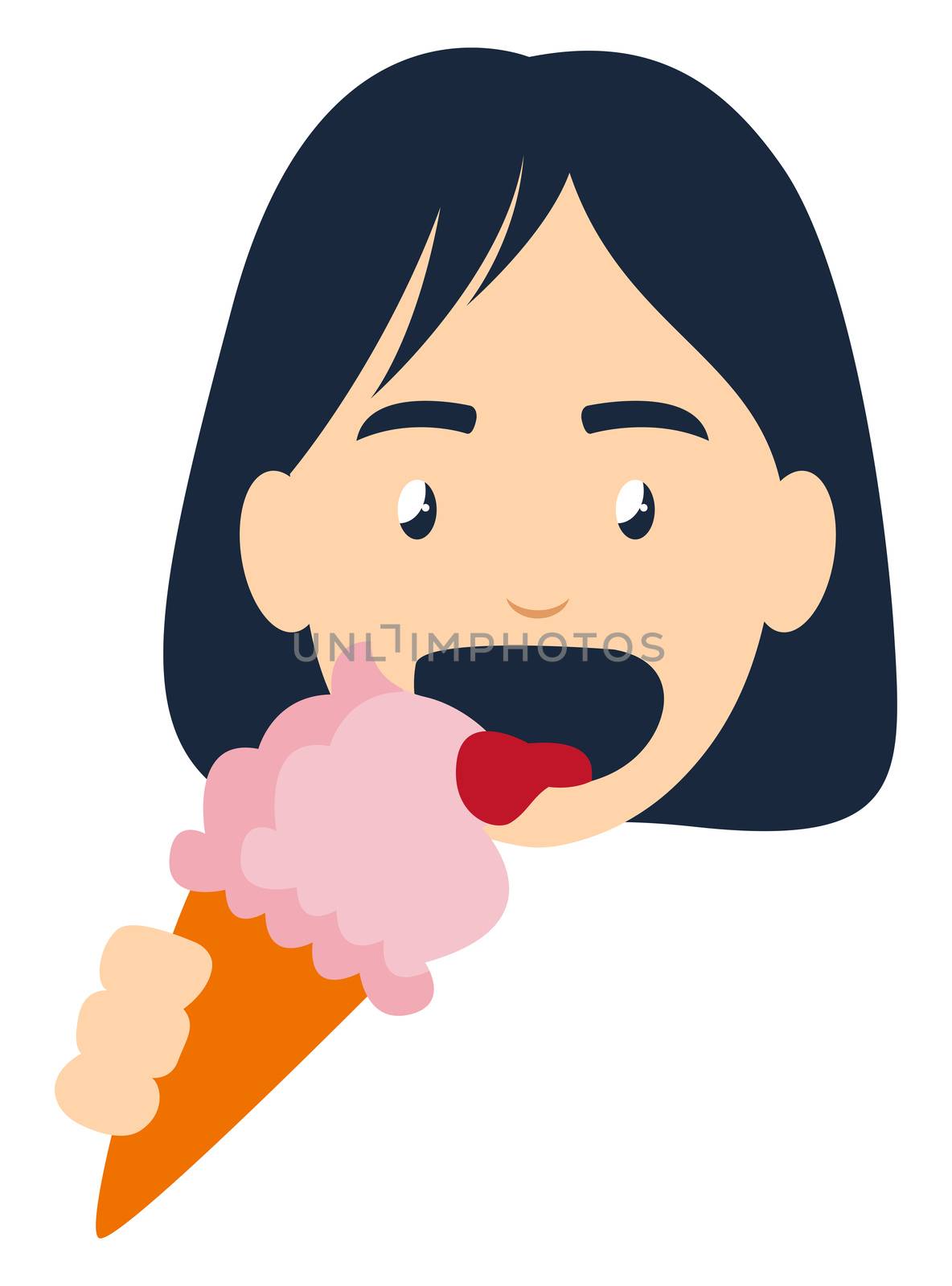 Girl with ice cream, illustration, vector on white background by Morphart