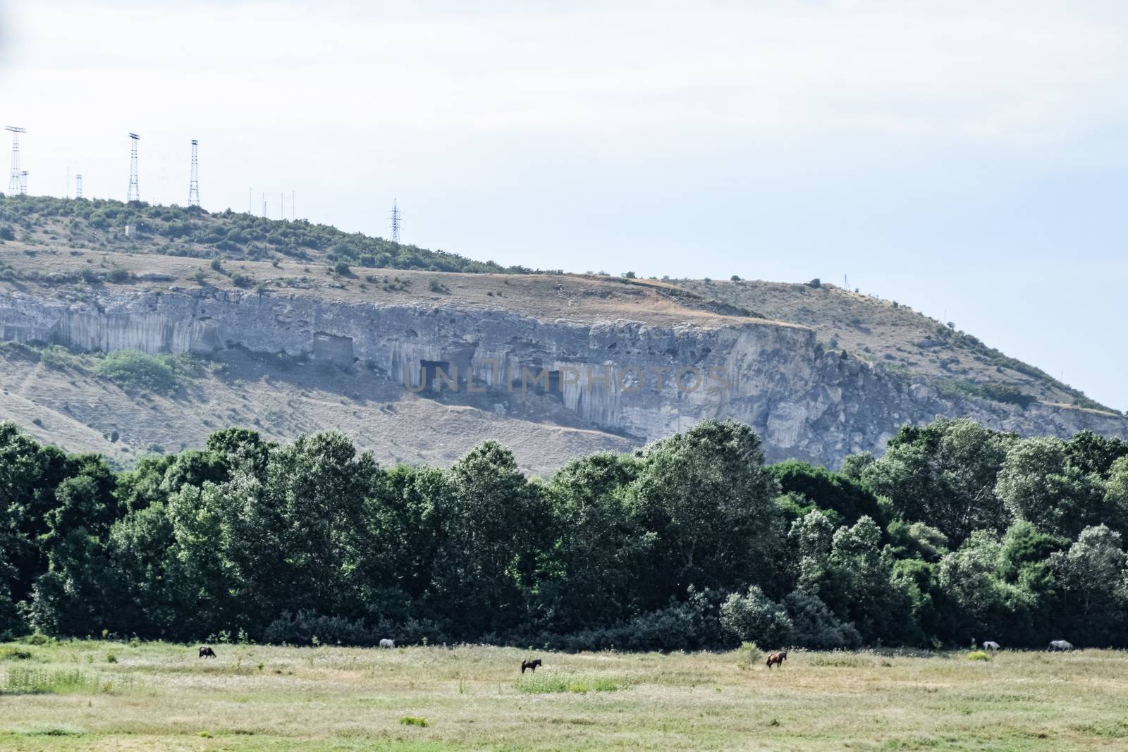 Crimean landscapes, driving on the roads of Crimea. Suburbs and villages and fields and trails of The Crimea.