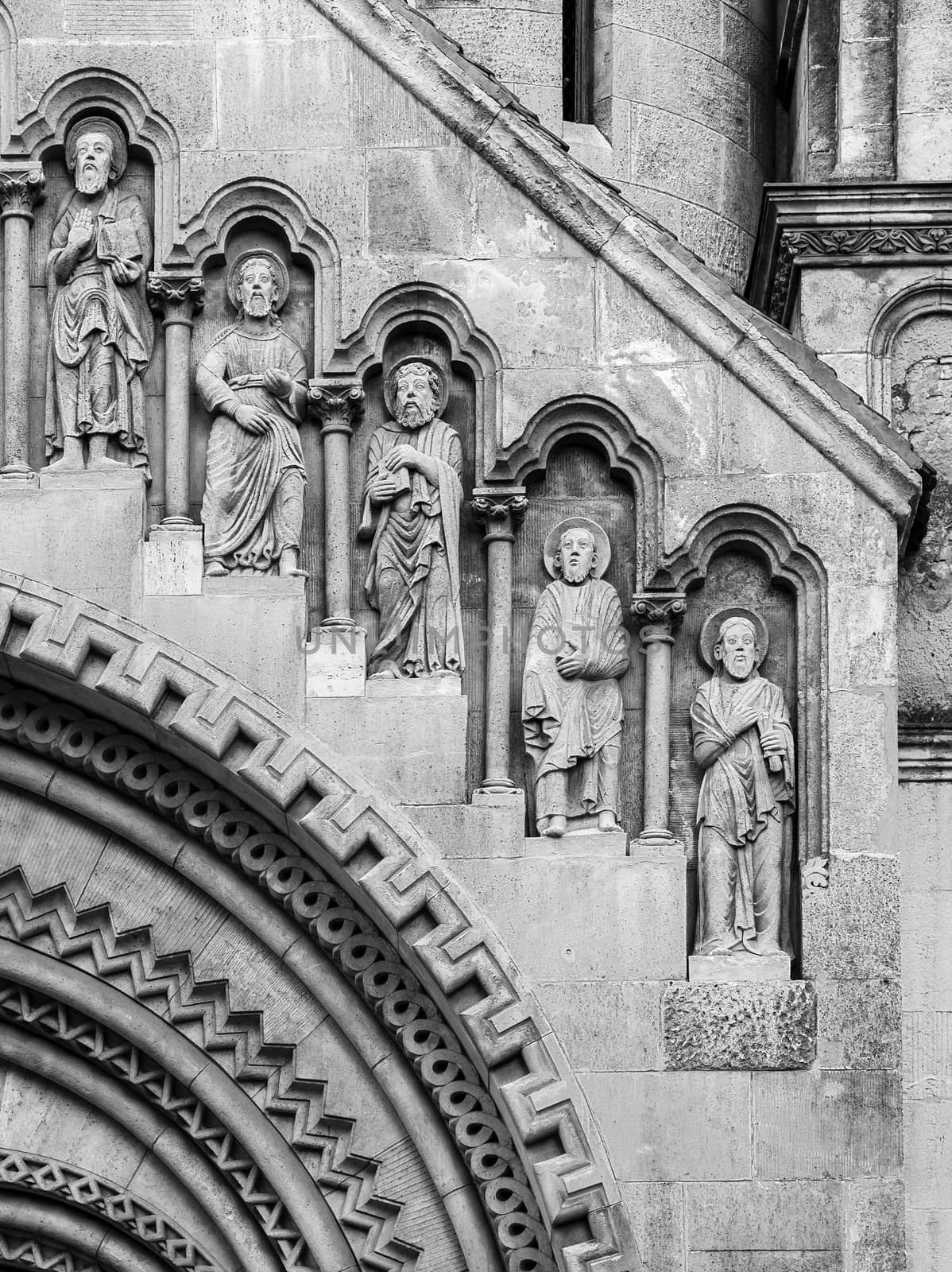 Facade of Jak Church in Budapest, Hungary