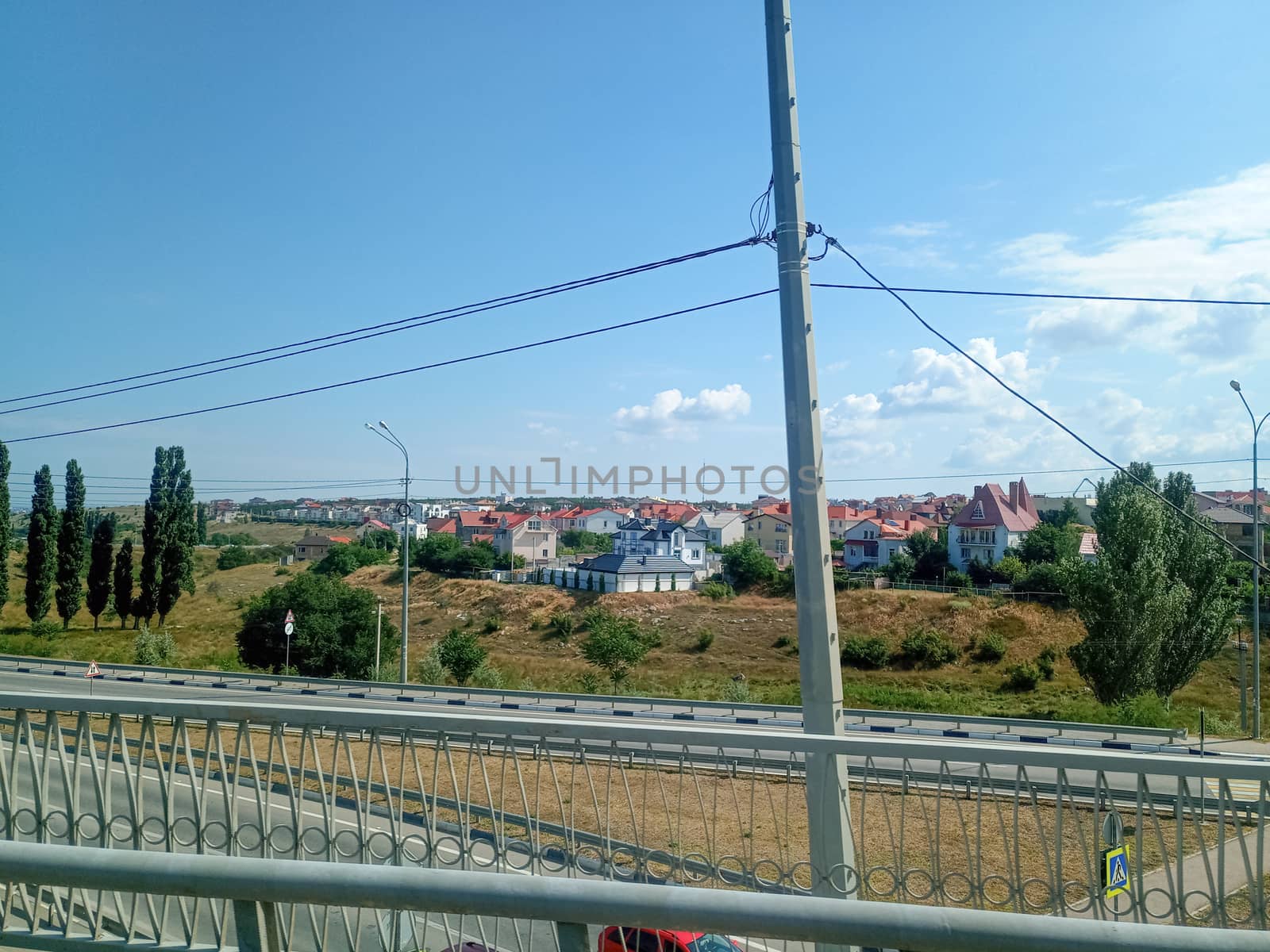 Crimean landscapes, driving on roads of Crimea. Suburbs and villages and fields and trails of The Crimea. by fedoseevaolga