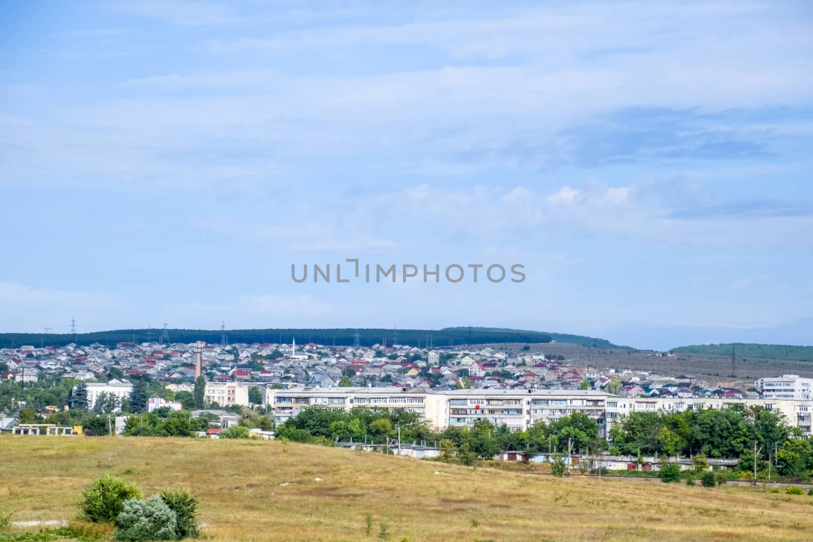 Crimean landscapes, driving on the roads of Crimea. Suburbs and villages and fields and trails of The Crimea.