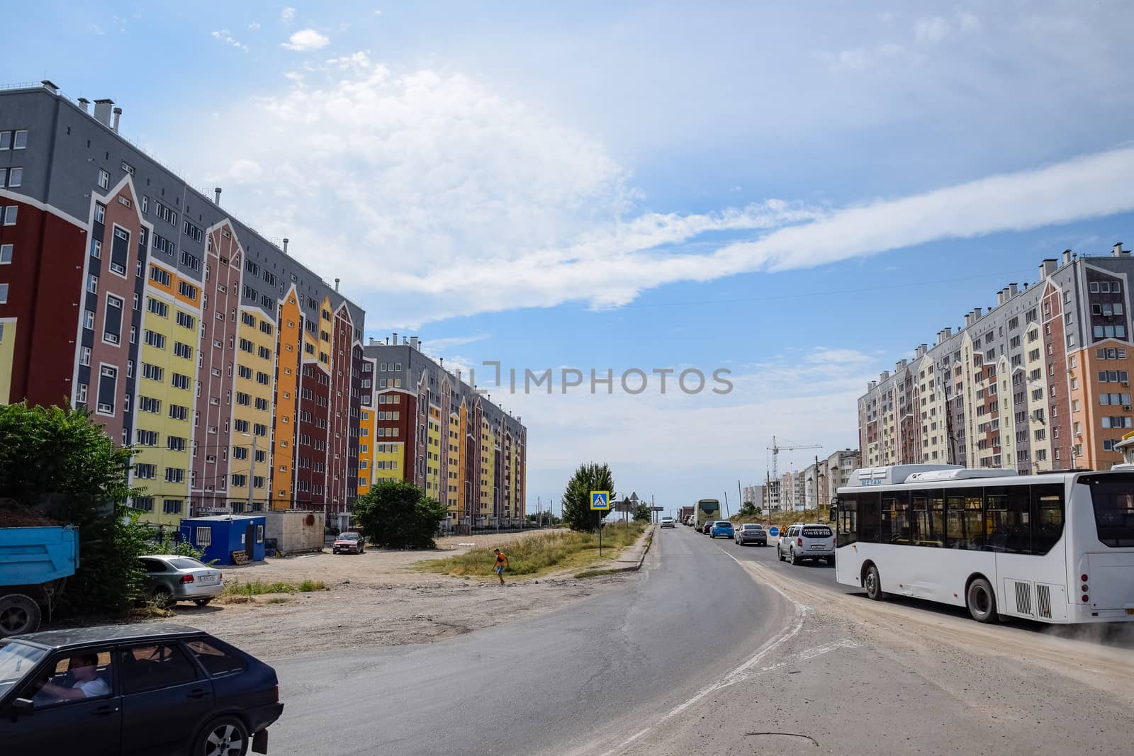 Multi-storey houses in the city of Sevastopol. The streets of the city.