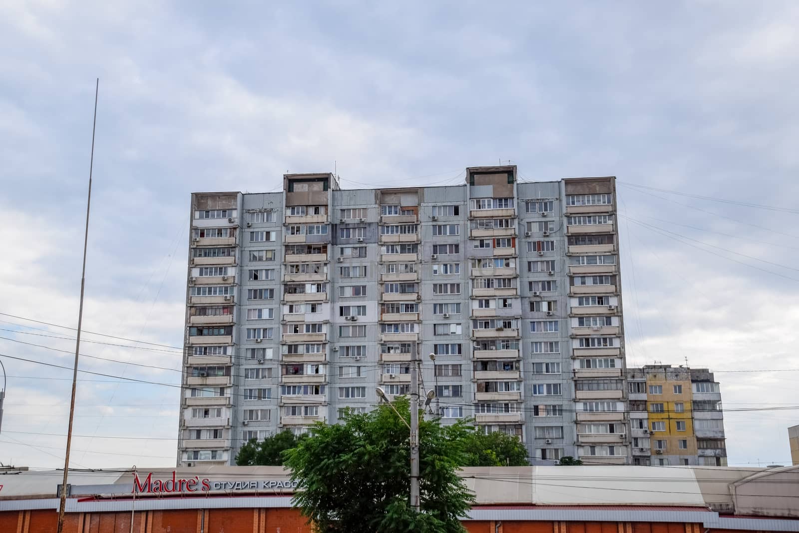 Multi-storey houses in the city of Sevastopol. The streets of the city.