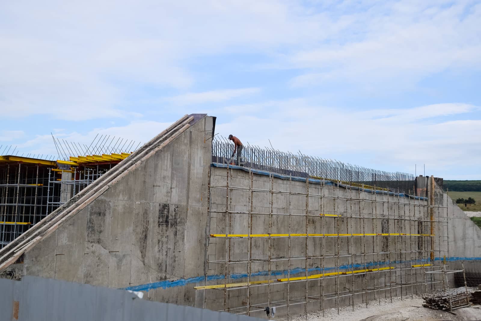 Reinforced concrete construction road junction. a Road construction and bridges.