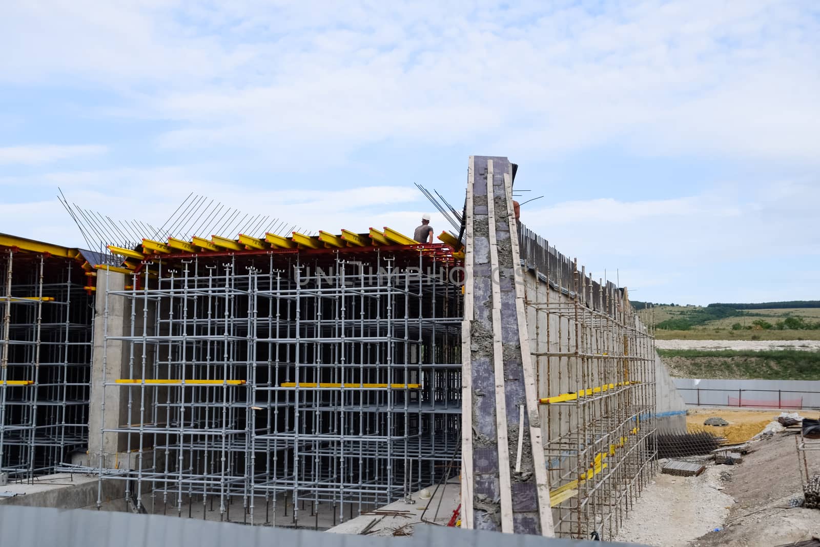 Reinforced concrete construction road junction. a Road construction and bridges.