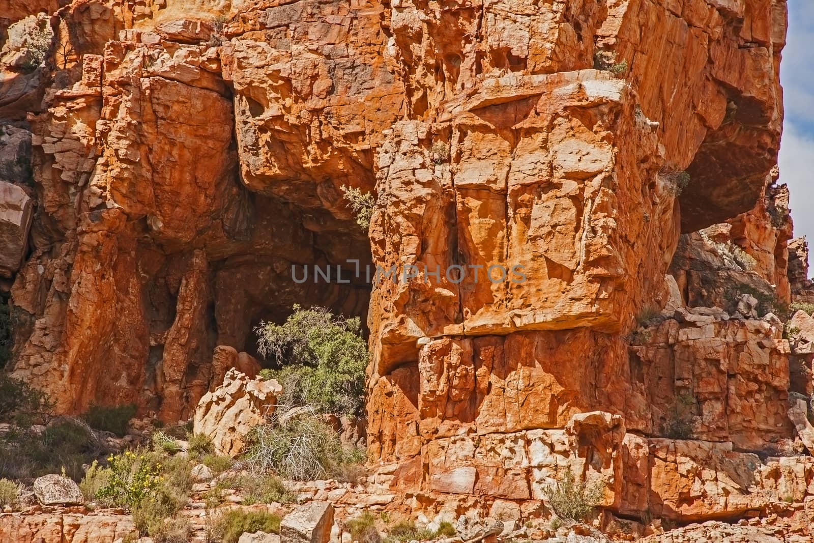 A scene of highly eroded sandstone formations in the Cederberg Wilderness Area, Western Cape. South Africa