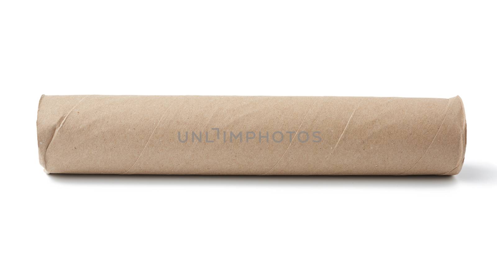 brown paper towel from a roll of kitchen towels, object isolated on a white background